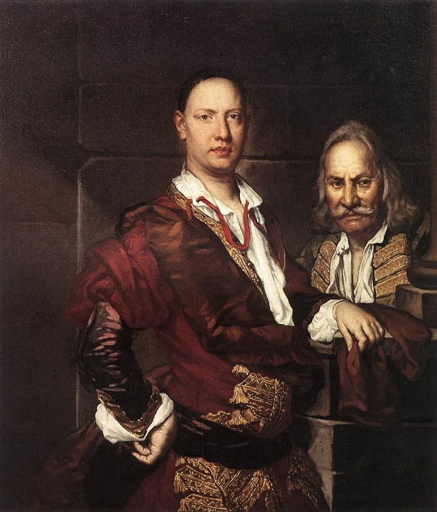 Portrait of Giovanni Secco Suardo and his servant, by Fra Galgario, oil, 1720