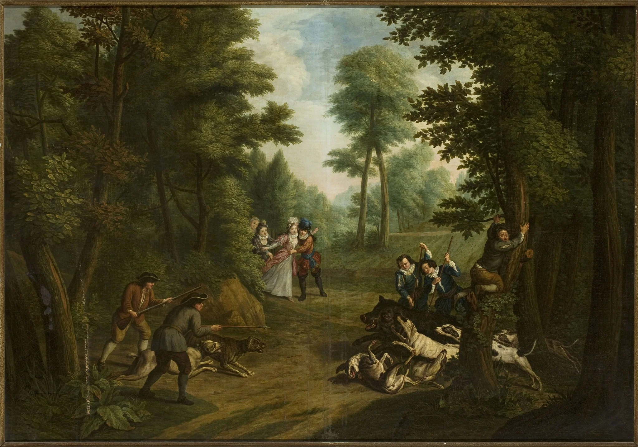 Hunting a wild boar