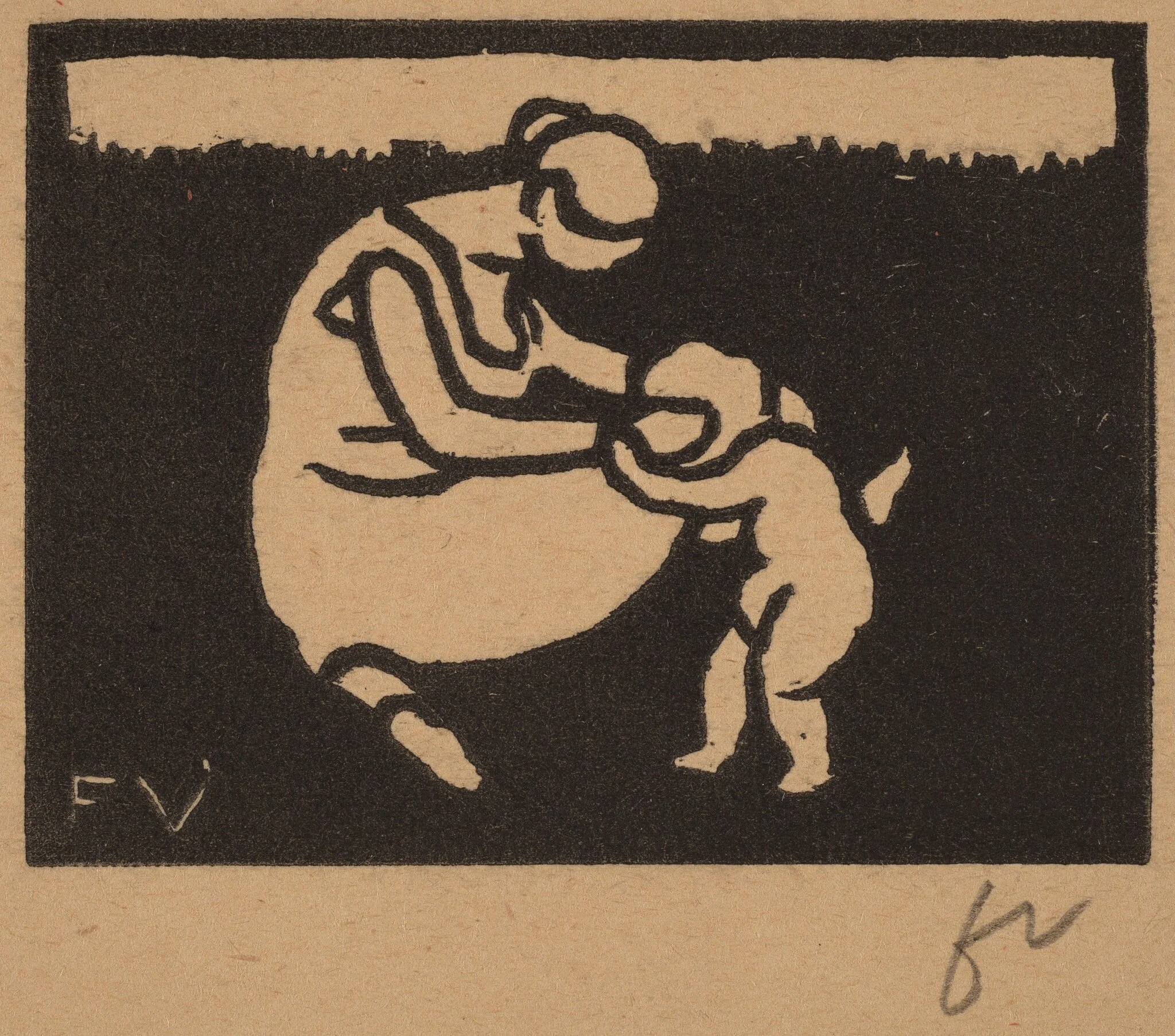 Bather and Child (La baigneuse à l'enfant), by Félix Vallotton, ink, 1893
