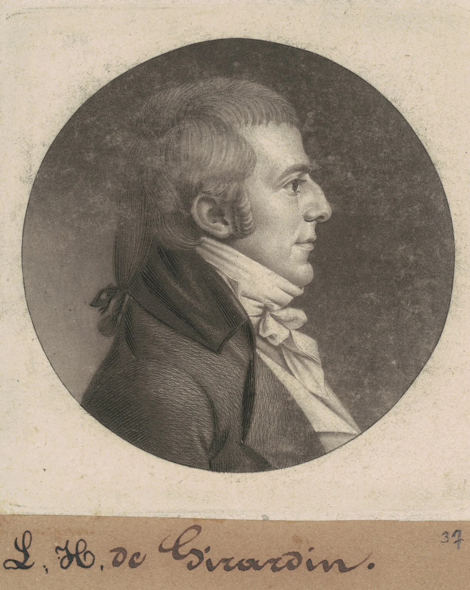 Louis Hue Girardin, by Charles Balthazar Julien Févret de Saint-Mémin, ink, 1807