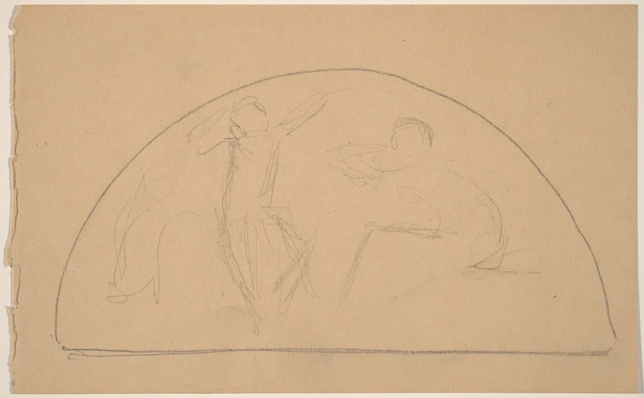Study for a Lunette, by Charles Sprague Pearce, graphite, 1894