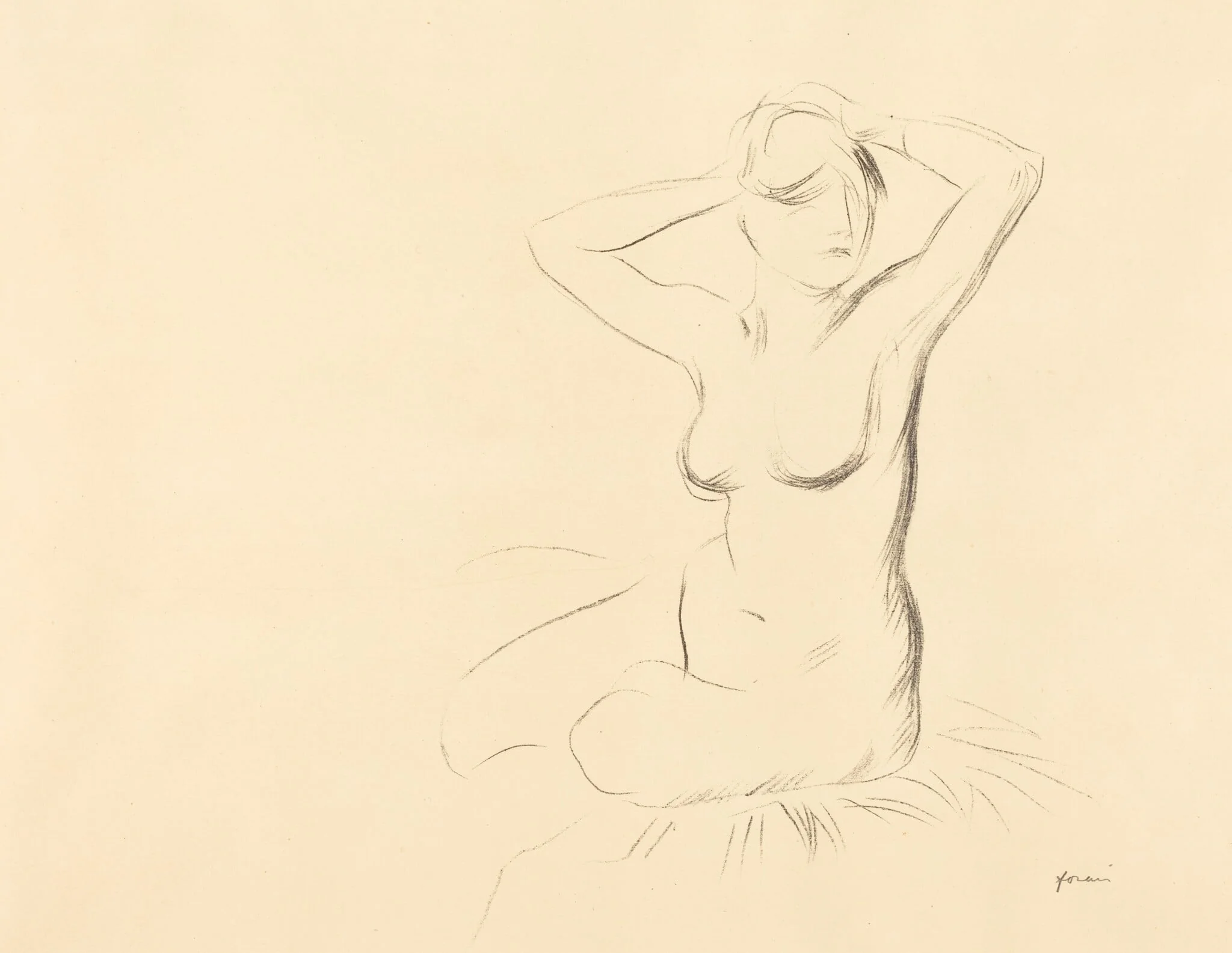 Etude de femme nue, les mains croisées au-dessous de la tête (Study of a Nude Woman, Her Hands Crossed behind Her Head)