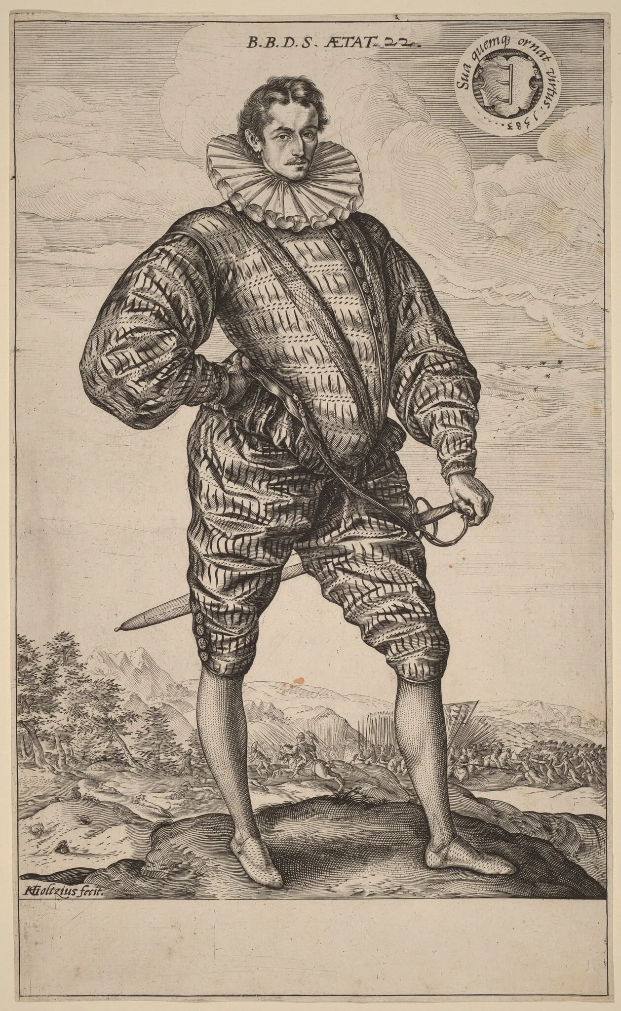Balthasar Bathory de Somlyo, by Hendrik Goltzius, ink, 1583