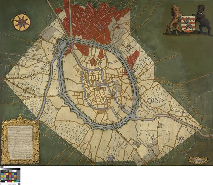 Kaart van Brugge en de feodale gronden