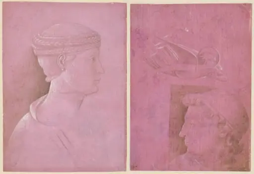 Bust of a Woman (recto); Head of a Man, Two Studies of a Woman's Profile, and a Study of An Angel (verso)