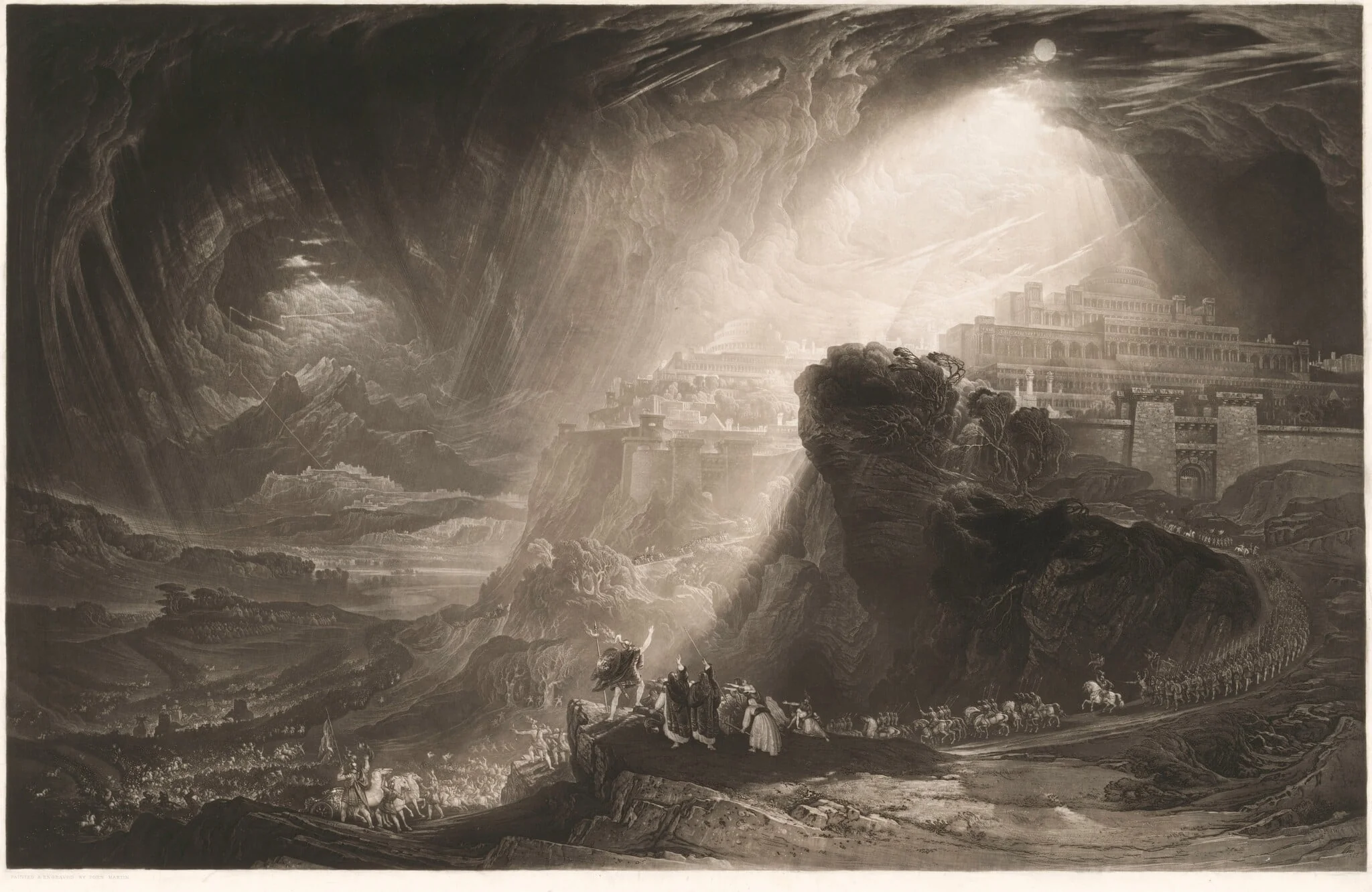 Joshua Commanding the Sun to Stand Still, by John Martin, ink, 1827