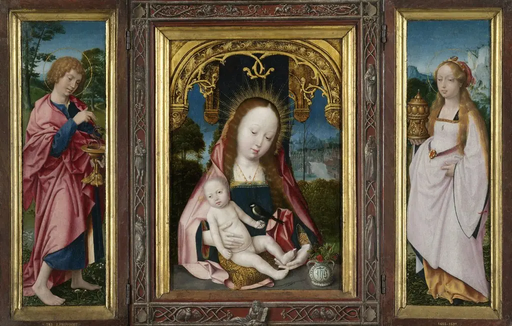 Triptych with the Virgin and Child (centre panel), St John the Evangelist (inner left wing) and Mary Magdalen (inner right wing)