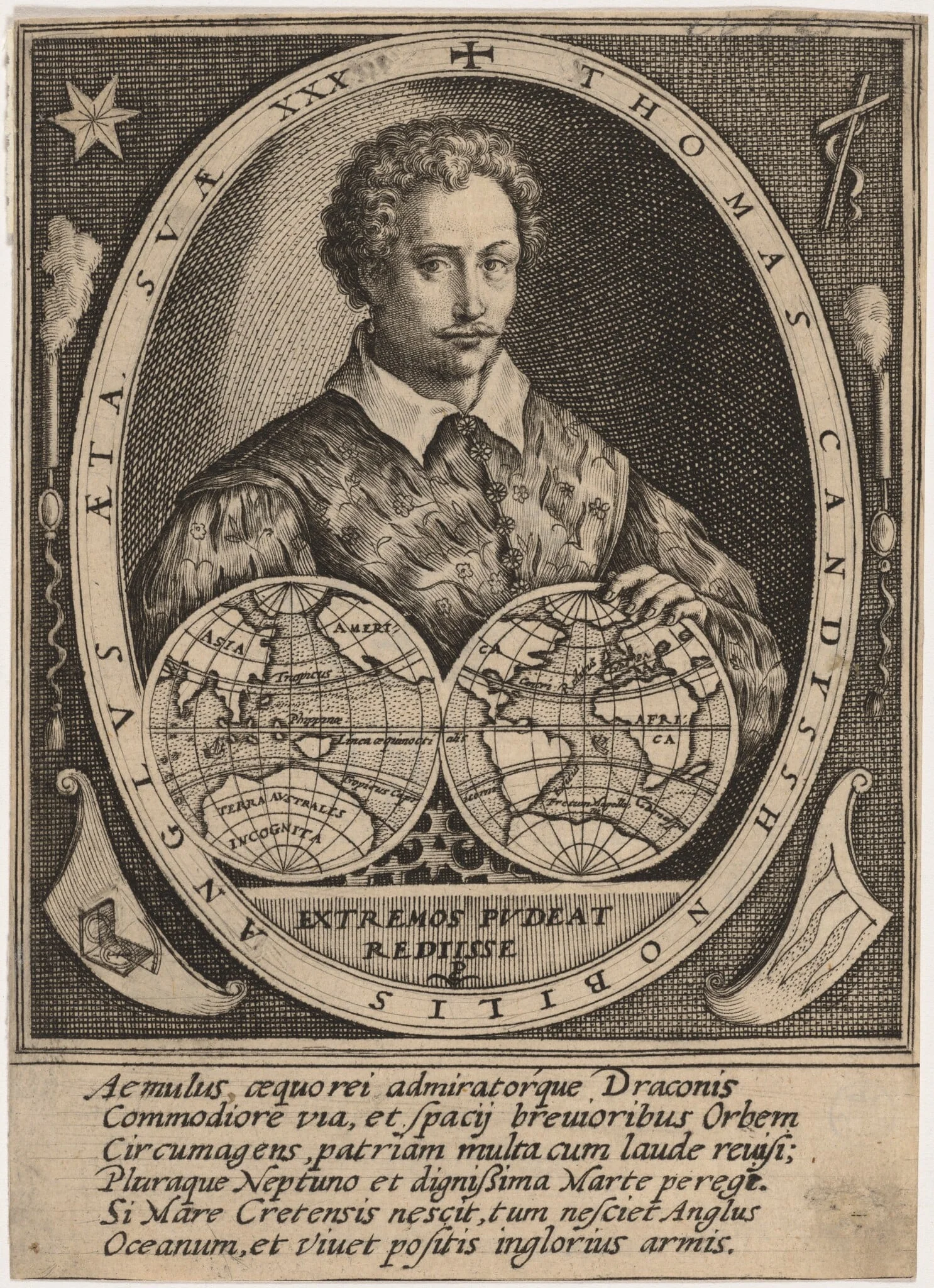 Thomas Cavendish, by Crispijn van de Passe I, ink, 1598
