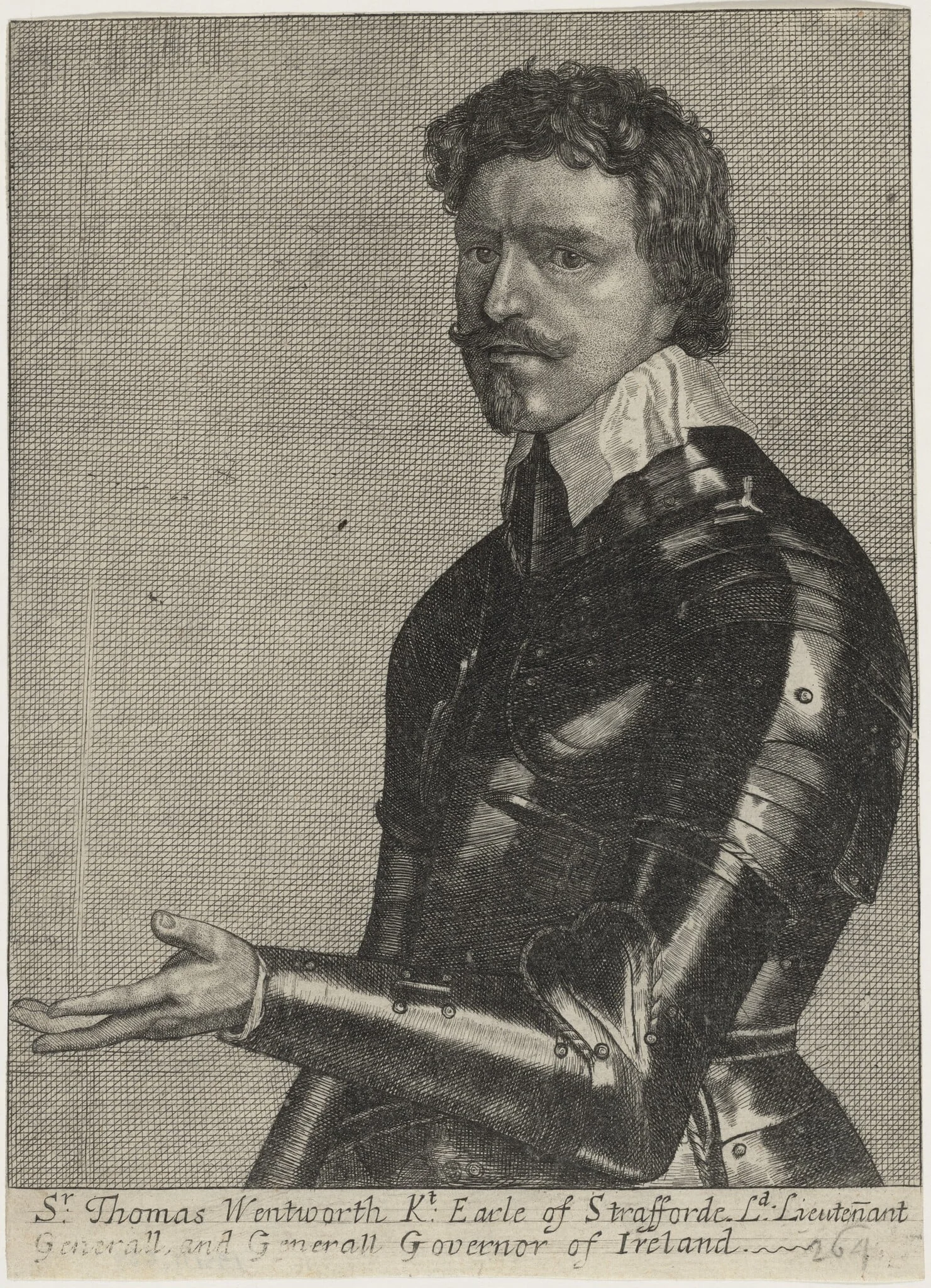 Thomas Wentworth, First Earl of Stafford, by Wenceslaus Hollar, ink, 1642