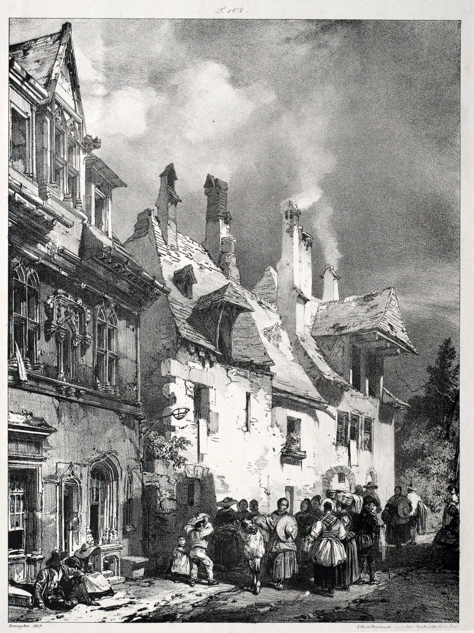Street in the Outskirts of Besançon, France, by Richard Parkes Bonington, 1827