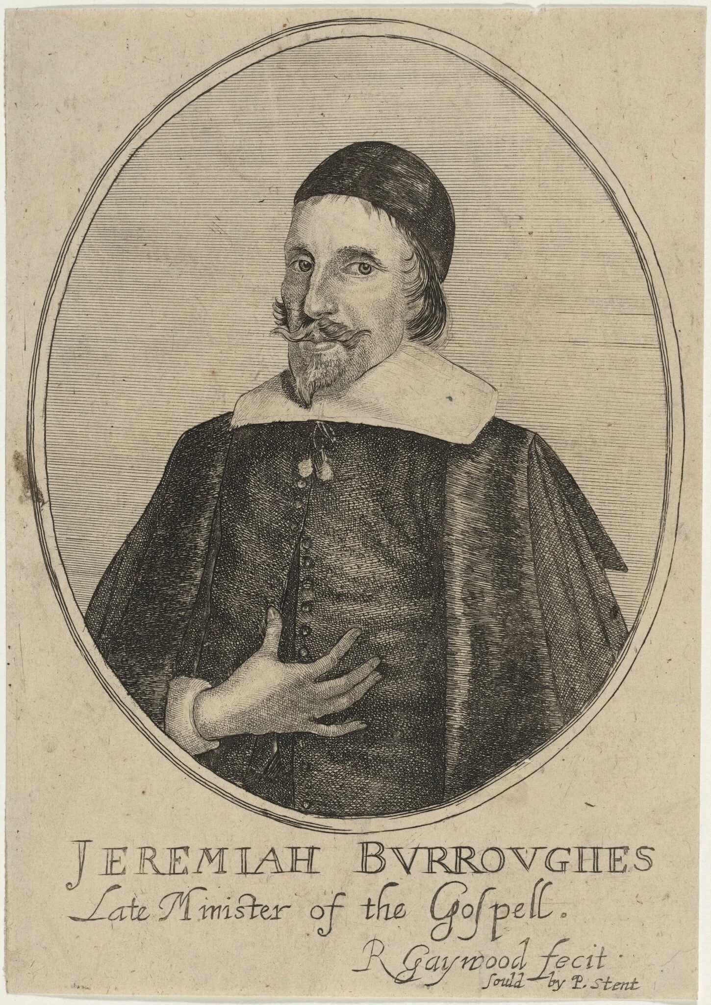 Jeremiah Burroughes, Puritan Divine, by Robert Gaywood, ink, 1655