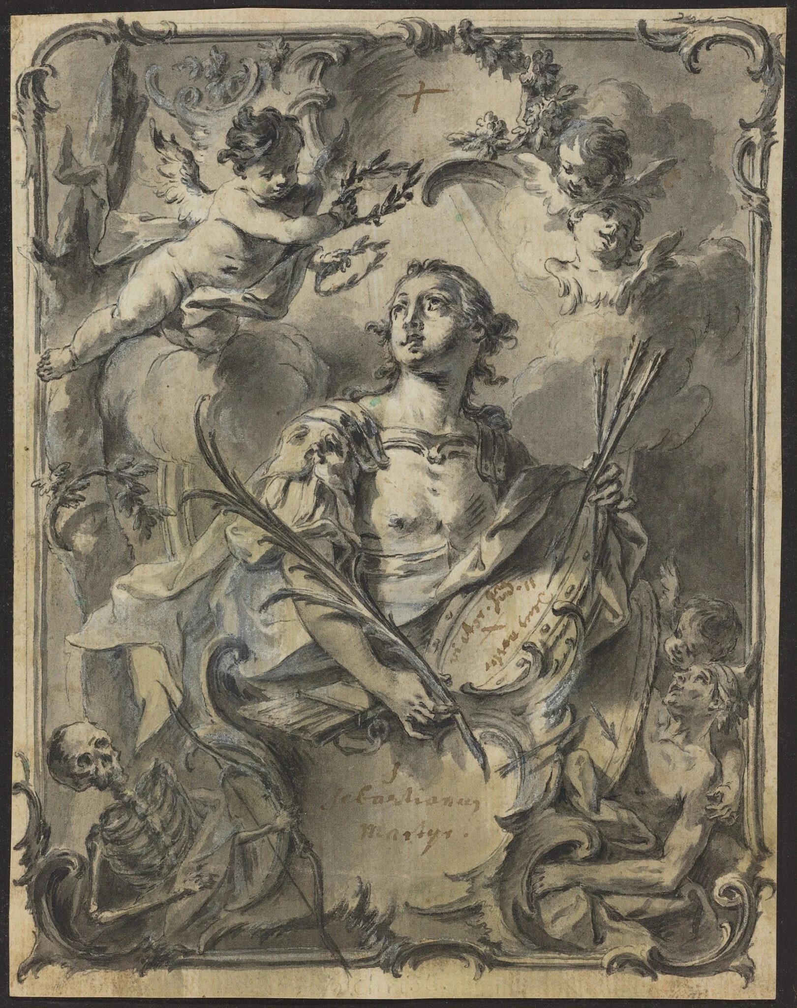 Saint Sebastian, by Joseph Christ, ink, 1760