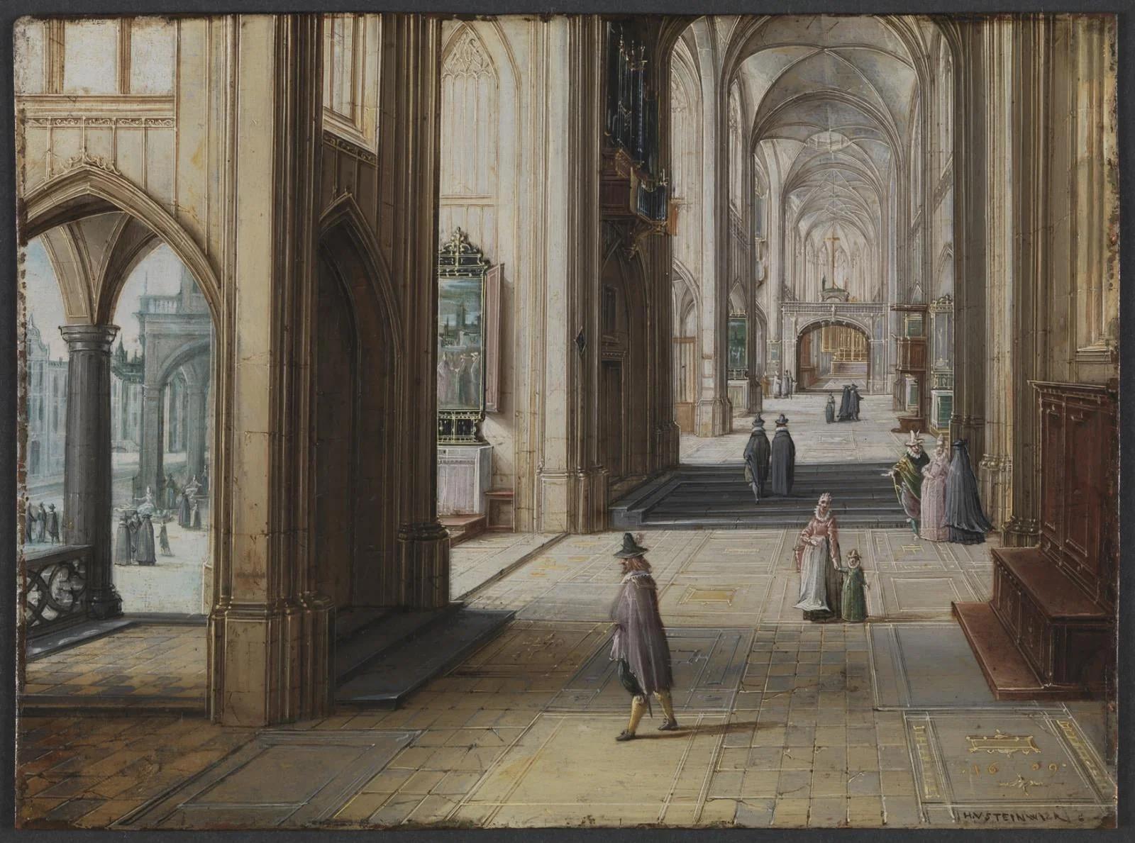 Interior of a Gothic Church Looking East, by Unknown, 1609