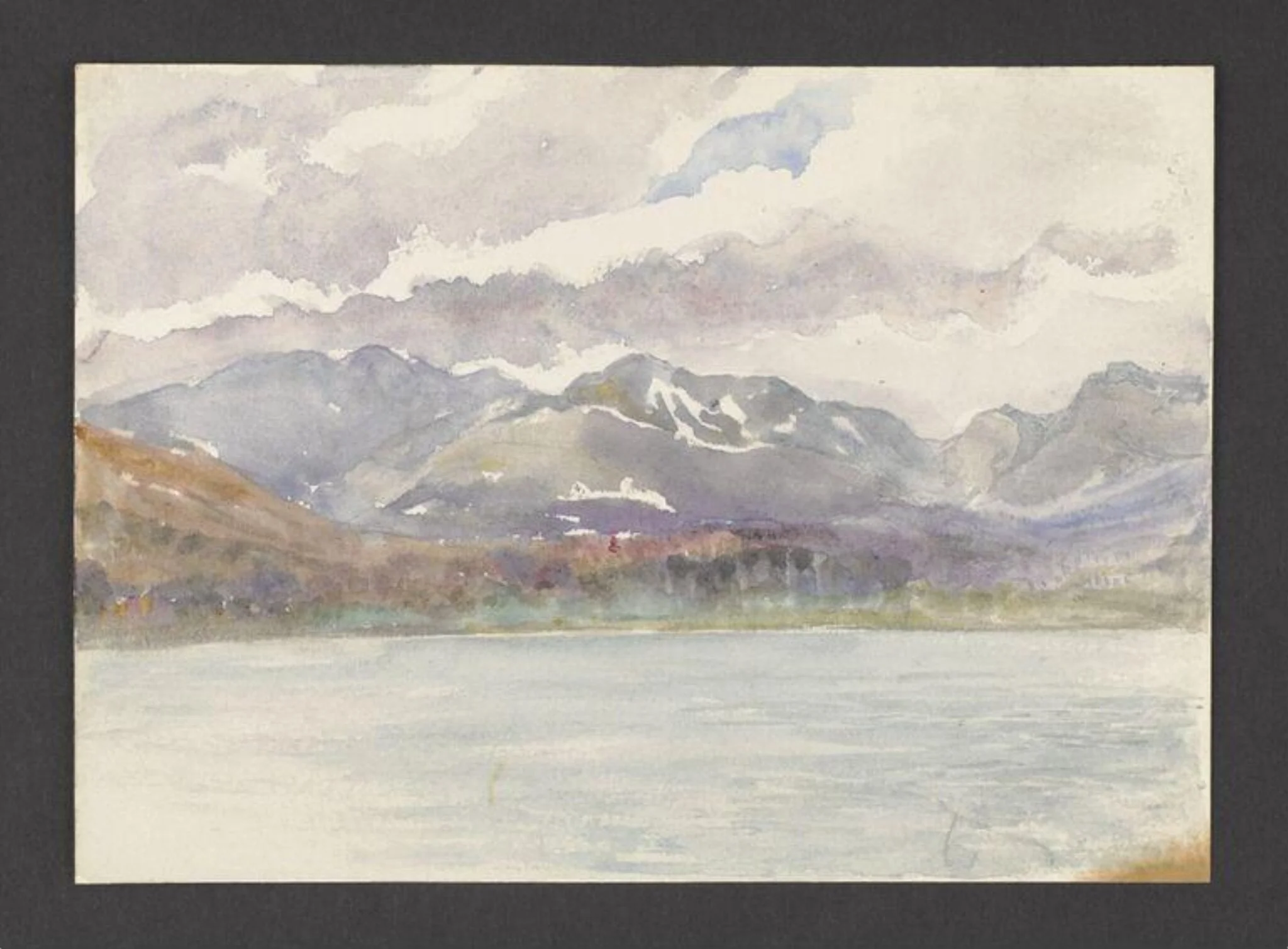 View of mountains including the Langdale Pikes, by Beatrix Potter, watercolor, 1908