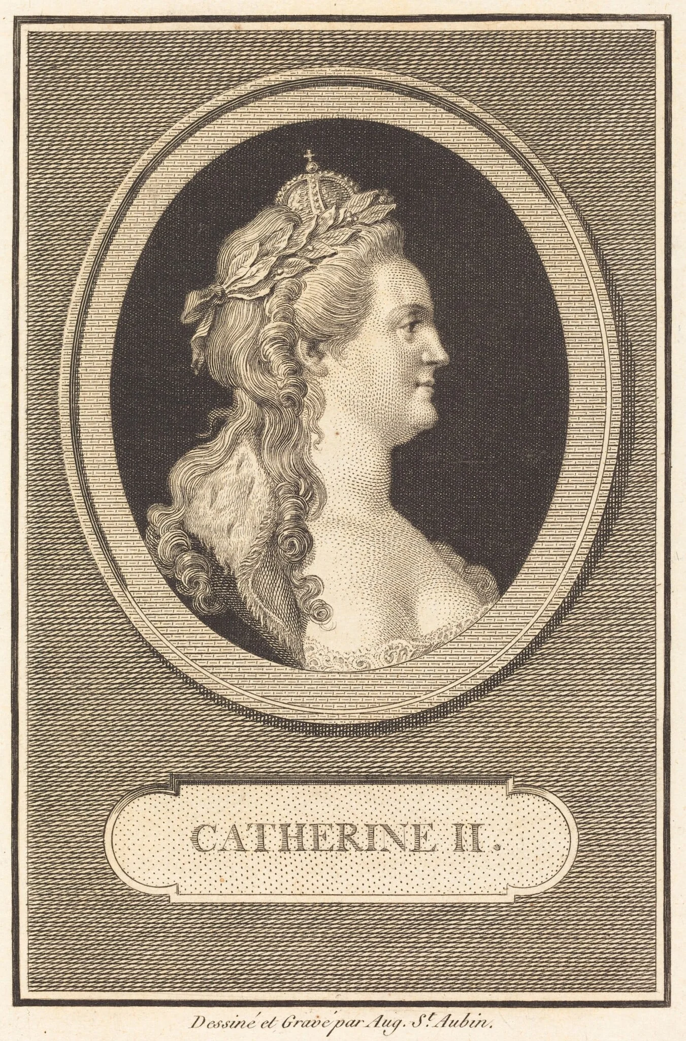 Catherine II, by Augustin de Saint-Aubin, ink, 1802
