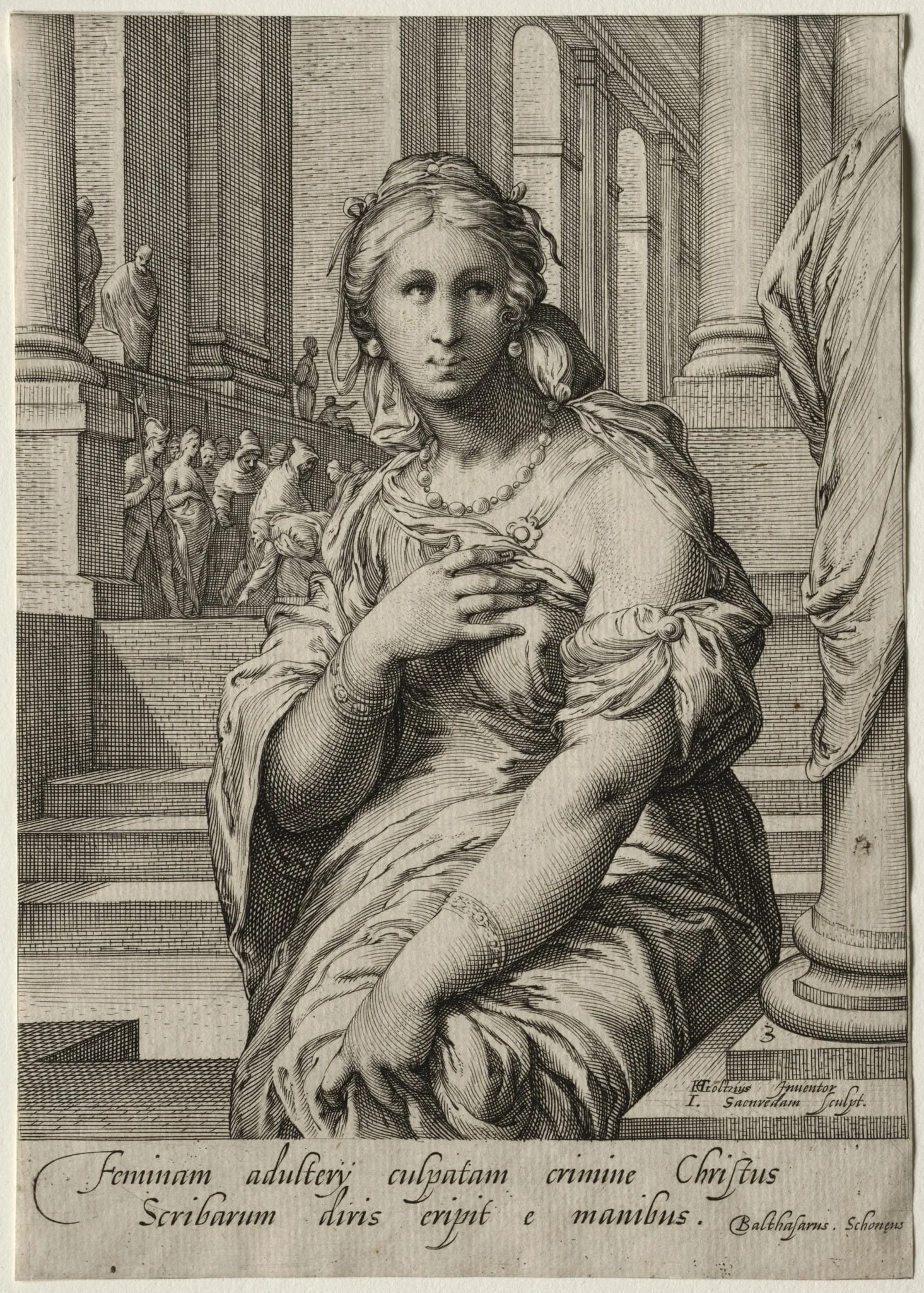 Heroines of the New Testament:  The Woman Taken in Adultery, by Jan Pietersz Saenredam, 1595