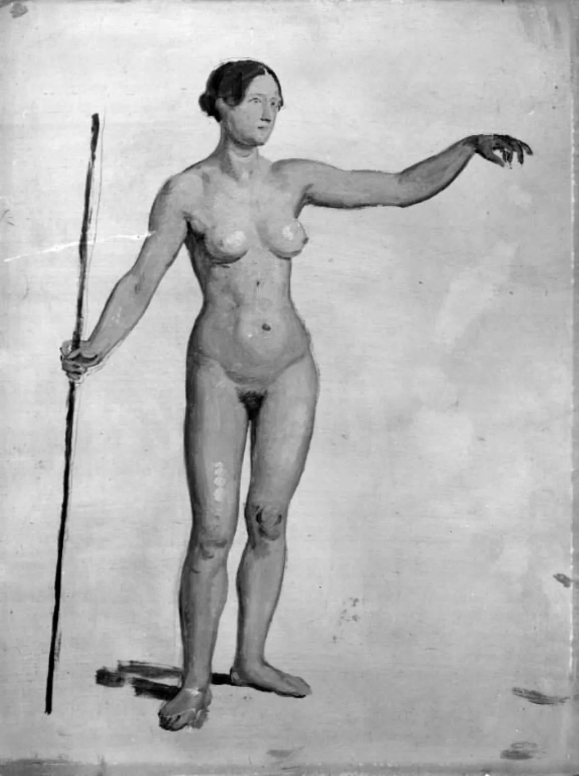 Stående nøgen kvindelig model, by Unknown, 1849