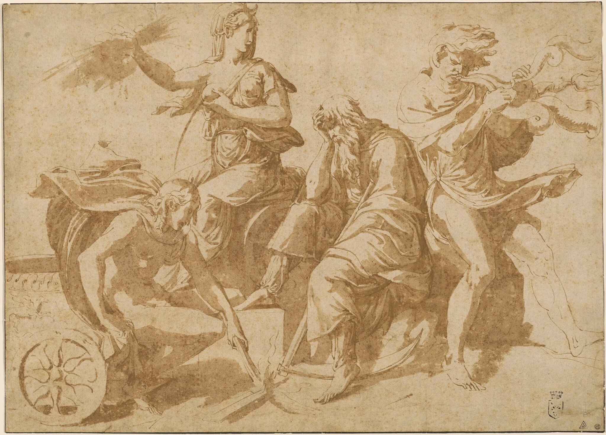 The Four Elements, by Giulio Romano, ink, 1530