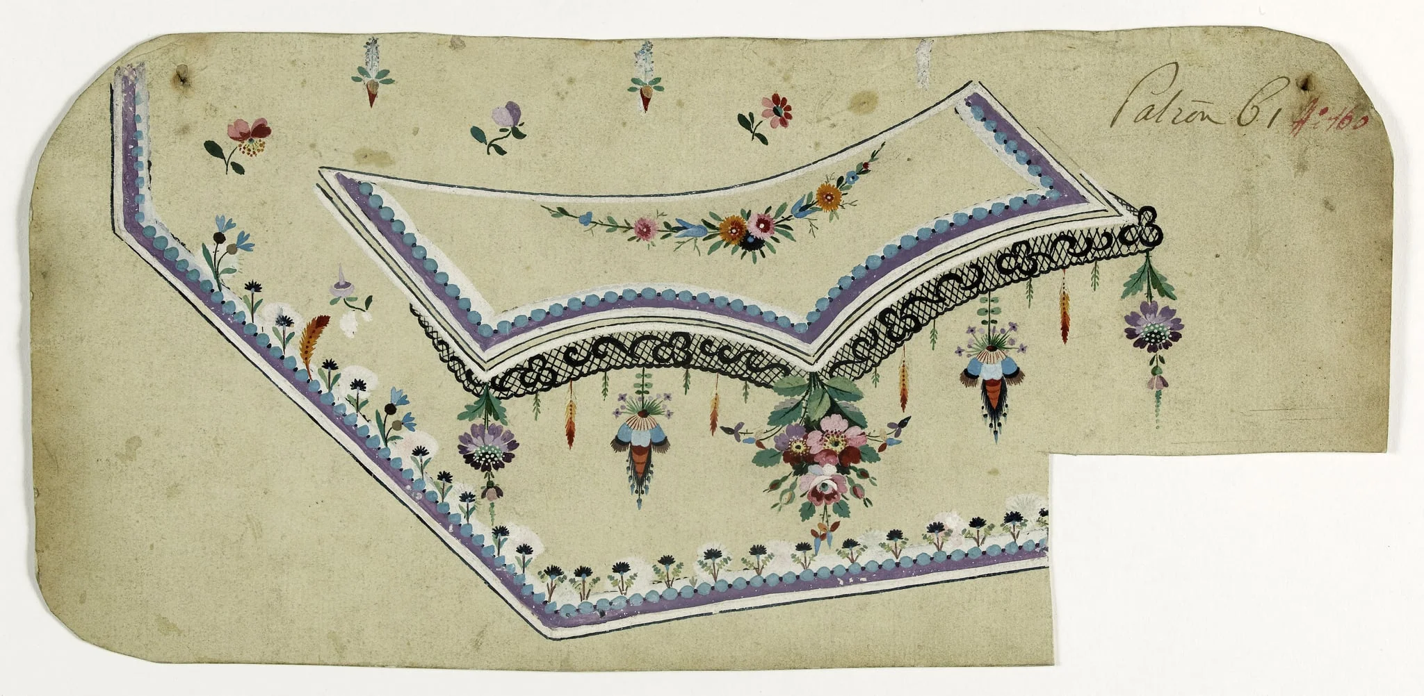 Gilet à la dentelle noire, projets de broderies de gilet, XVIIIème siècle