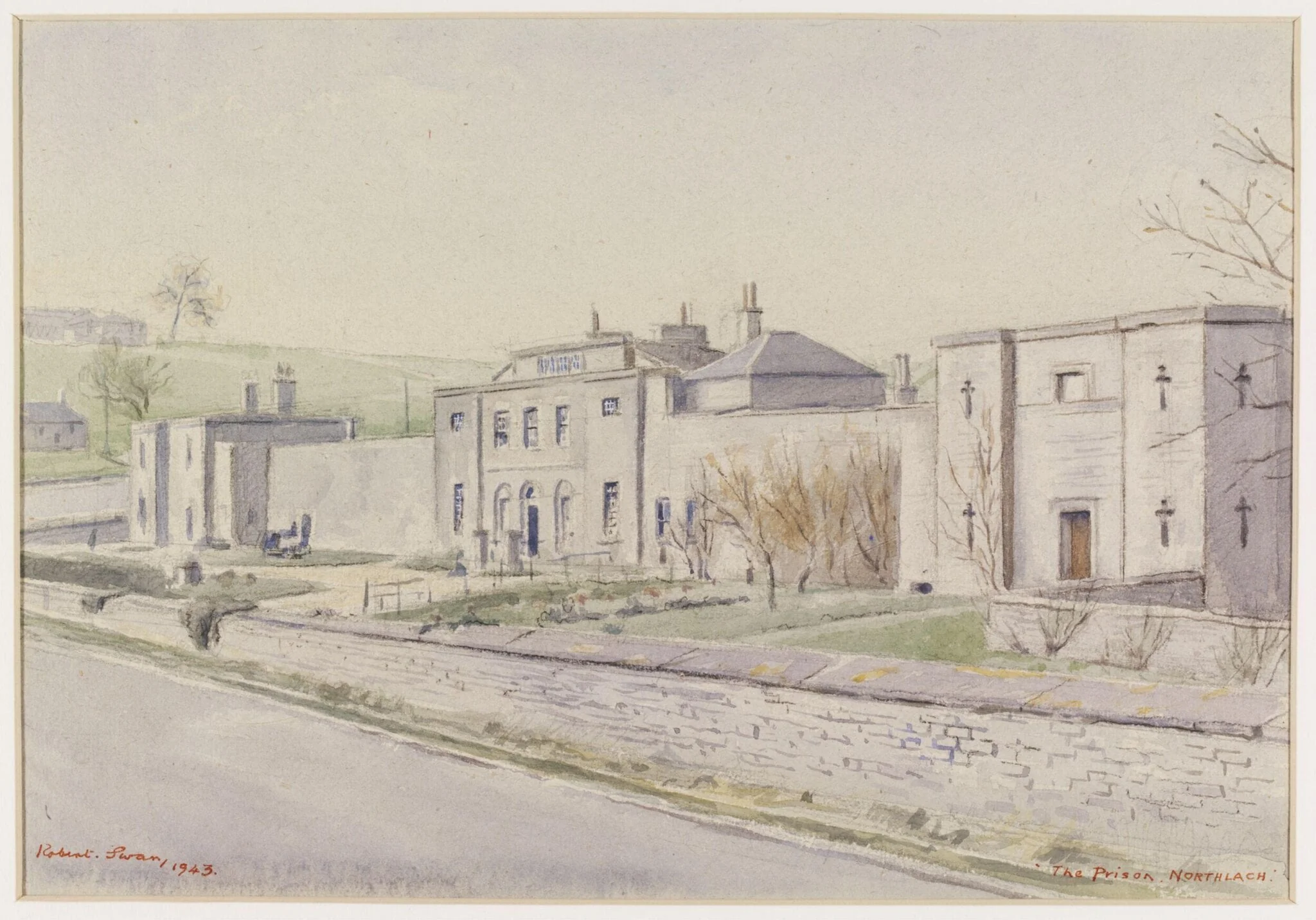 The Old Prison, Northleach, by Swan, watercolor, 1943