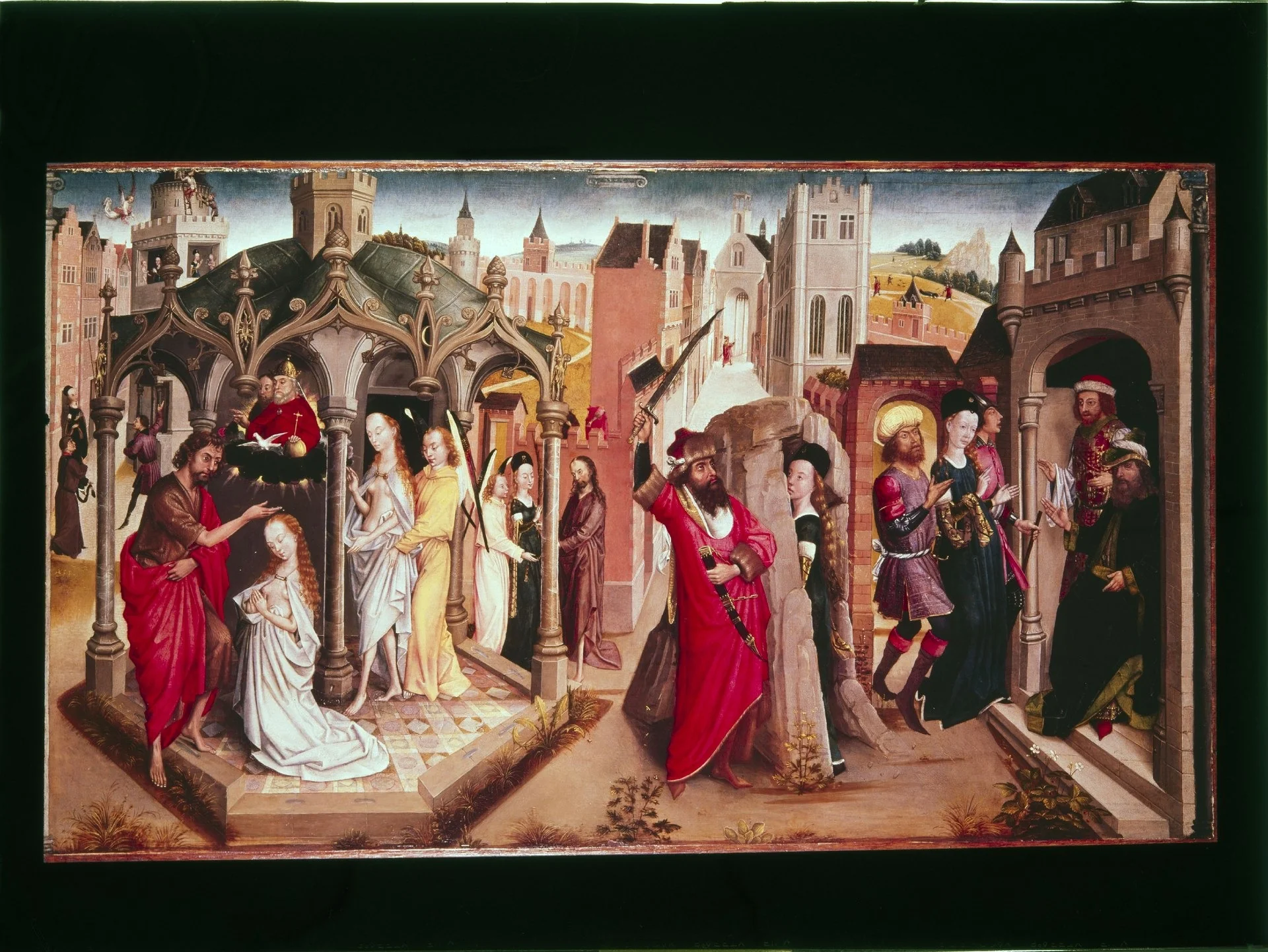 Part of a triptych; Scenes of the Life of St. Barbara