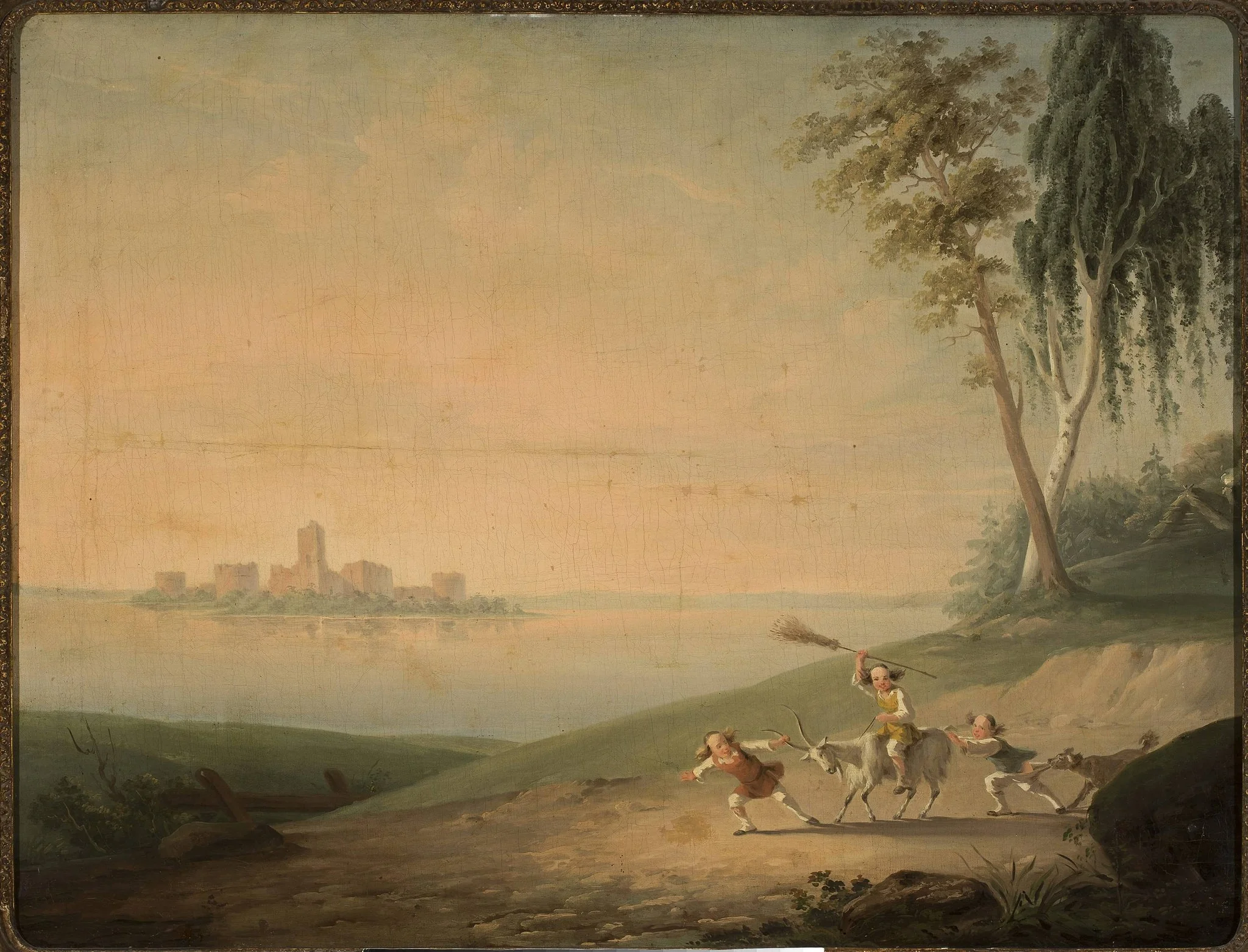 Genre scene at Lake Galve, by Wincenty Smokowski, oil, 1846