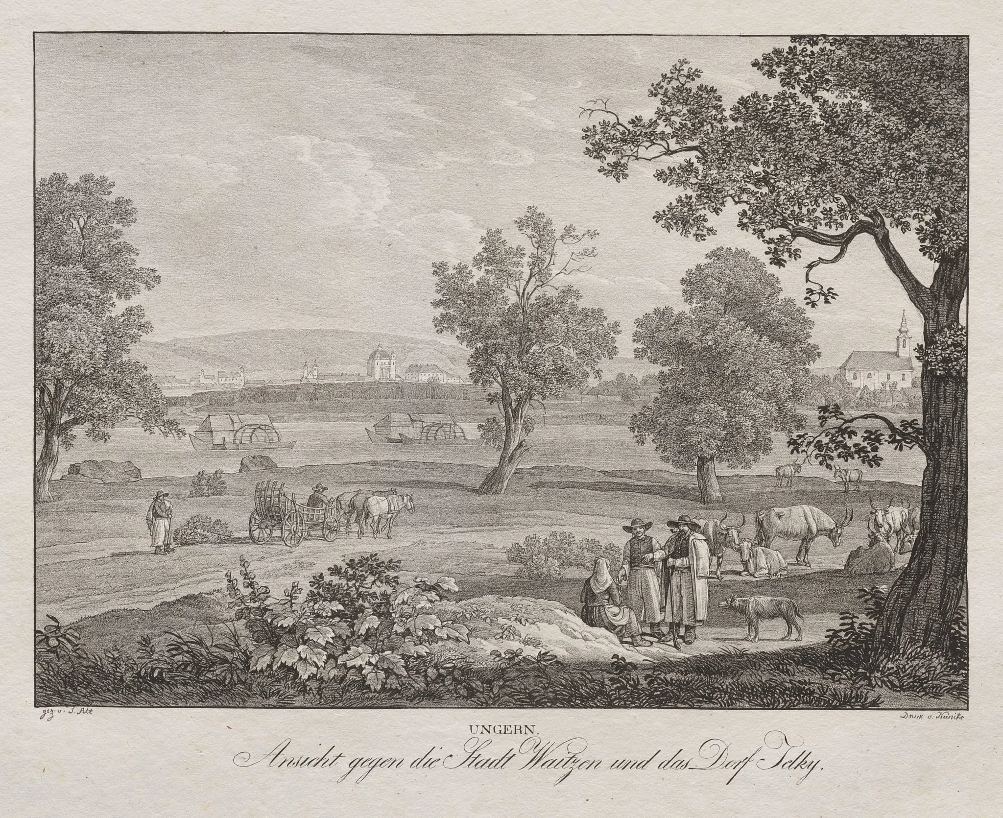 Ungern, Ansicht gegen die Stadt Waitzen und das Dorf Telky, by Jakob Alt, 1839