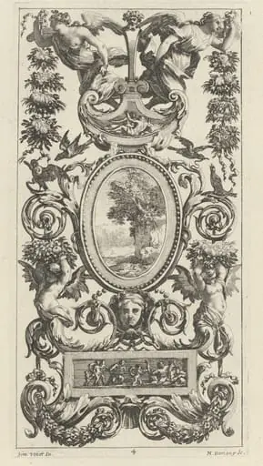 Ornamental Panel with Pan and Two Garland-Bearing Women