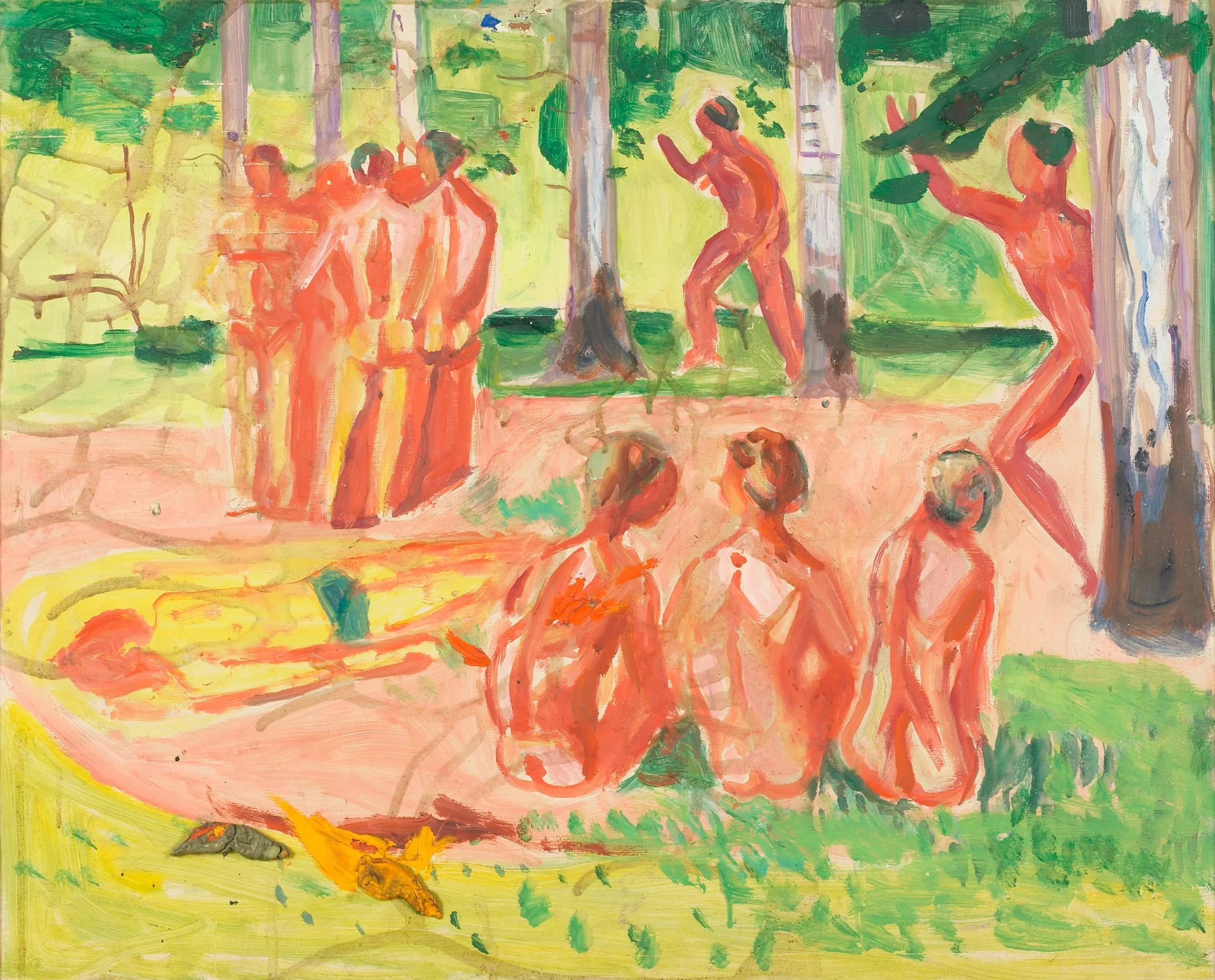 Naked Men in Birch Forest