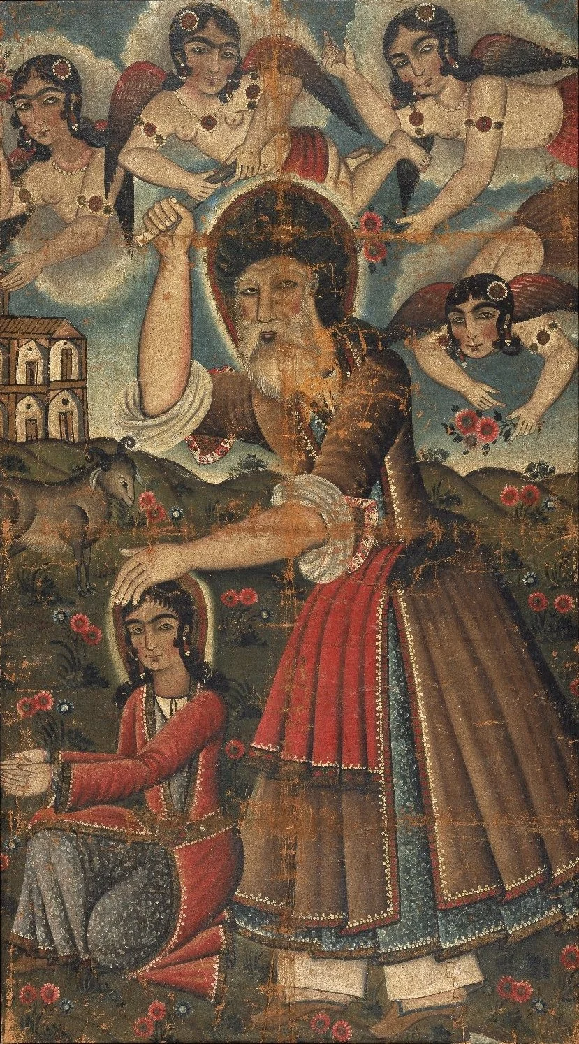 Abraham and Ismail, by Unknown, oil, 1850