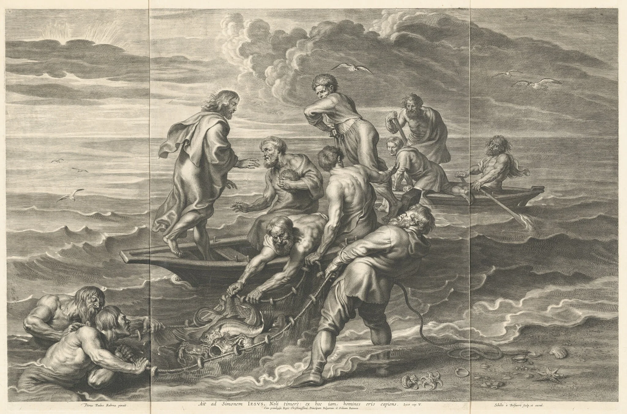 The Miraculous Draught of Fishes, by Schelte Adams Bolswert, ink, 1622