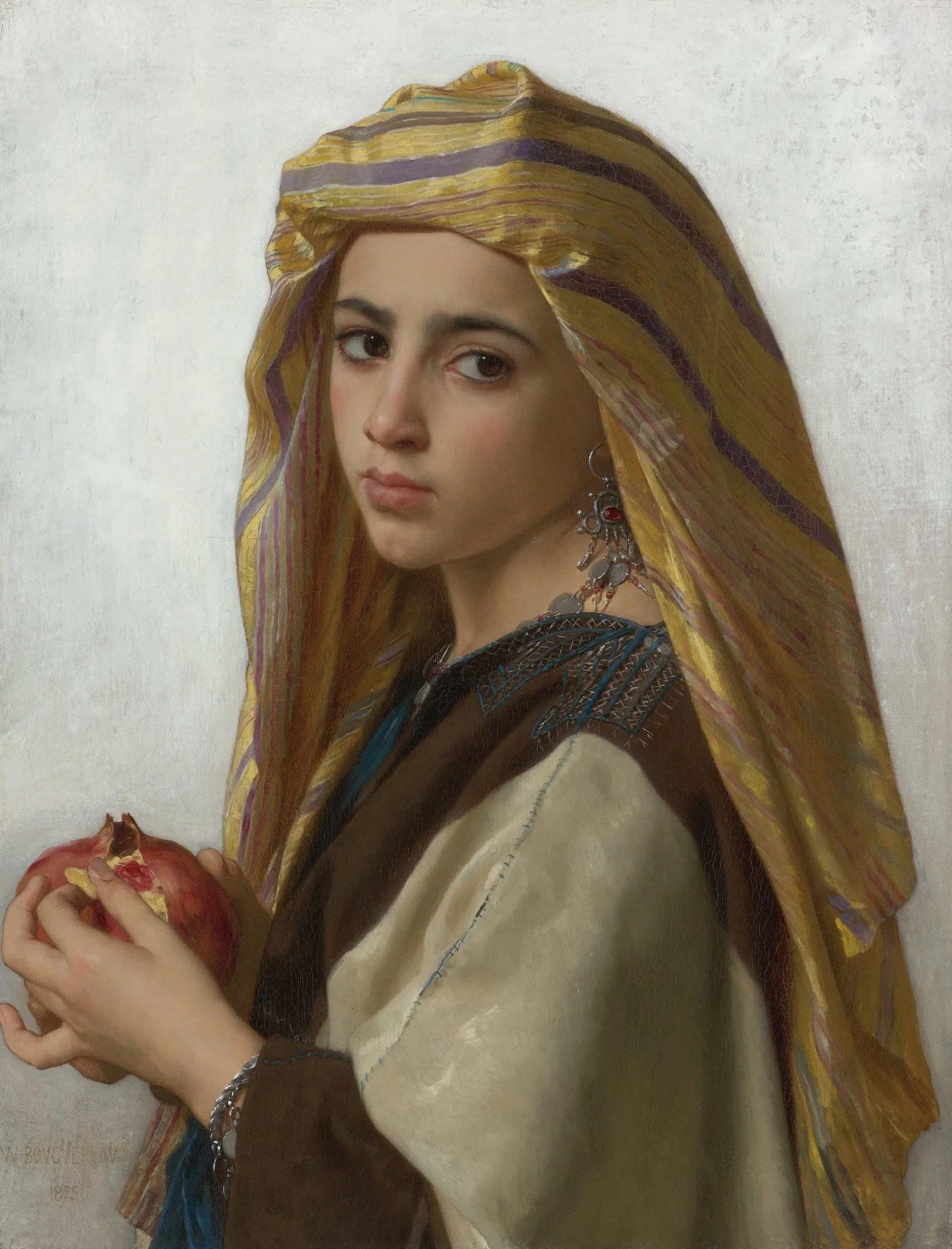 Girl with a Pomegranate, by William Adolphe Bouguereau, oil, 1875