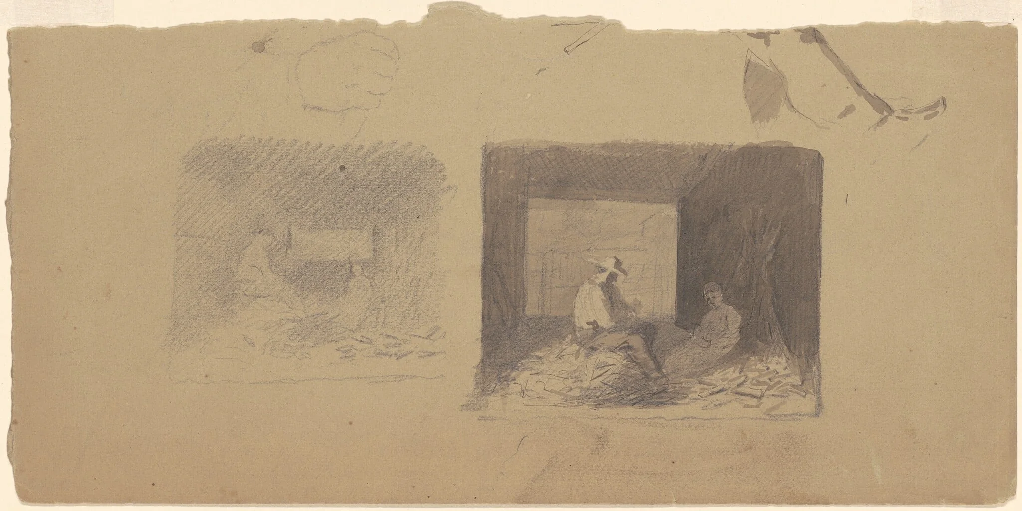 Studies of Farmers Shucking Corn, by Perry, Enoch Wood, Jr., ink, 1875