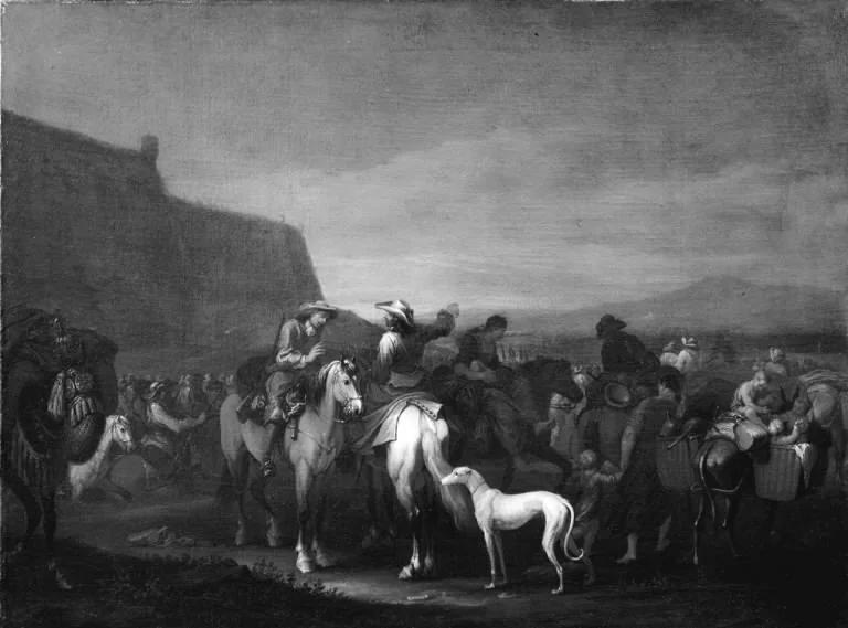 Breaking Camp, by Georg Philipp Rugendas the Elder, oil, 1709