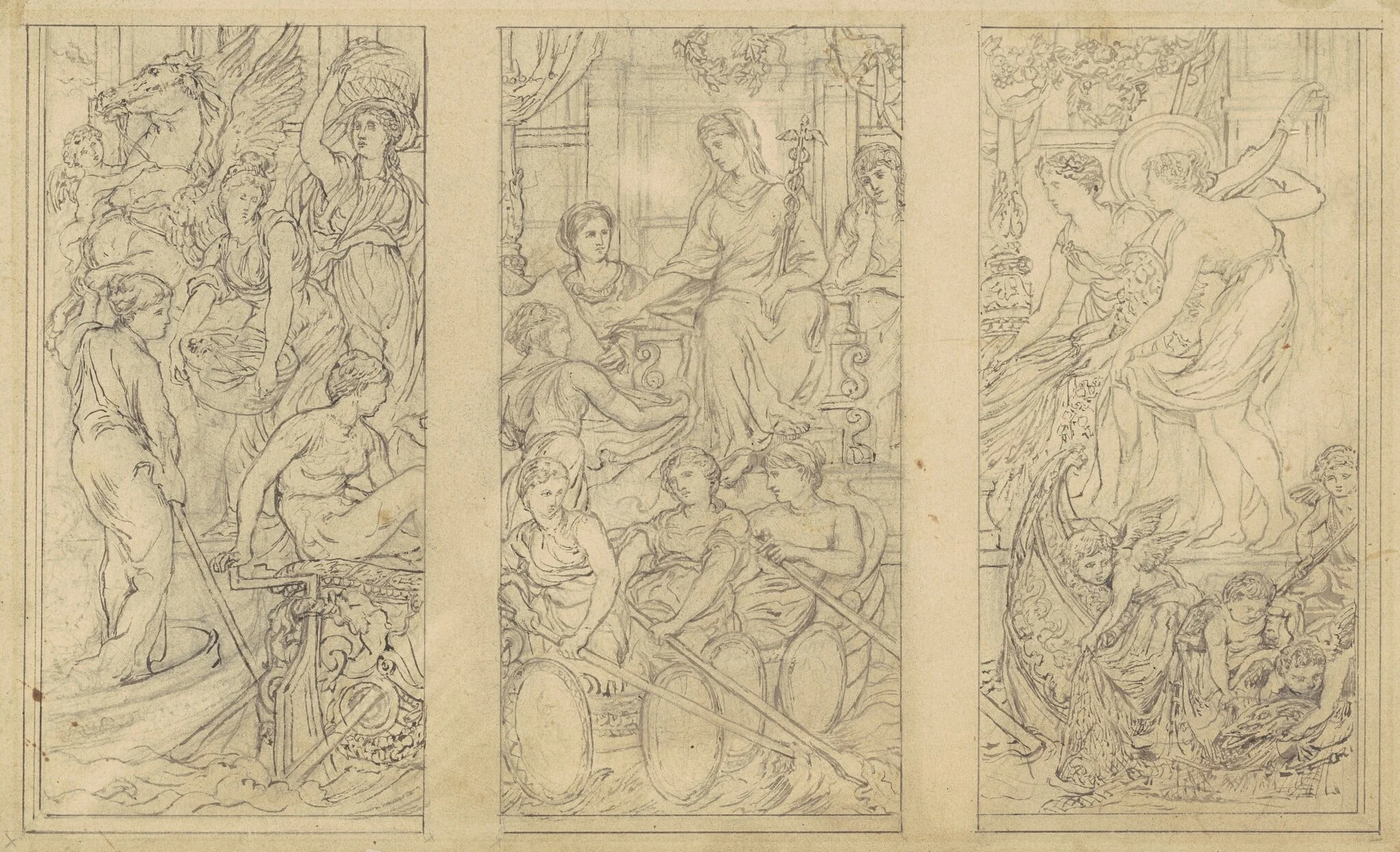 Study for "Commerce", by John La Farge, ink, 1885