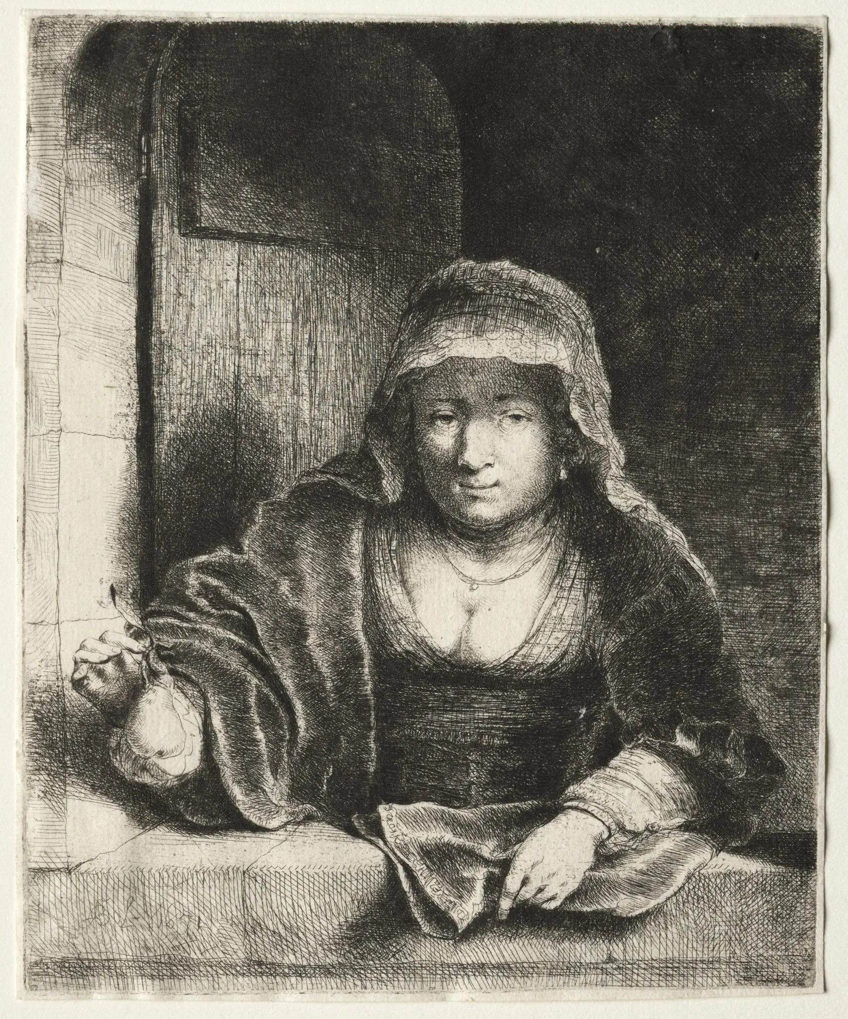 The Woman with the Pear, by Ferdinand Bol, 1651