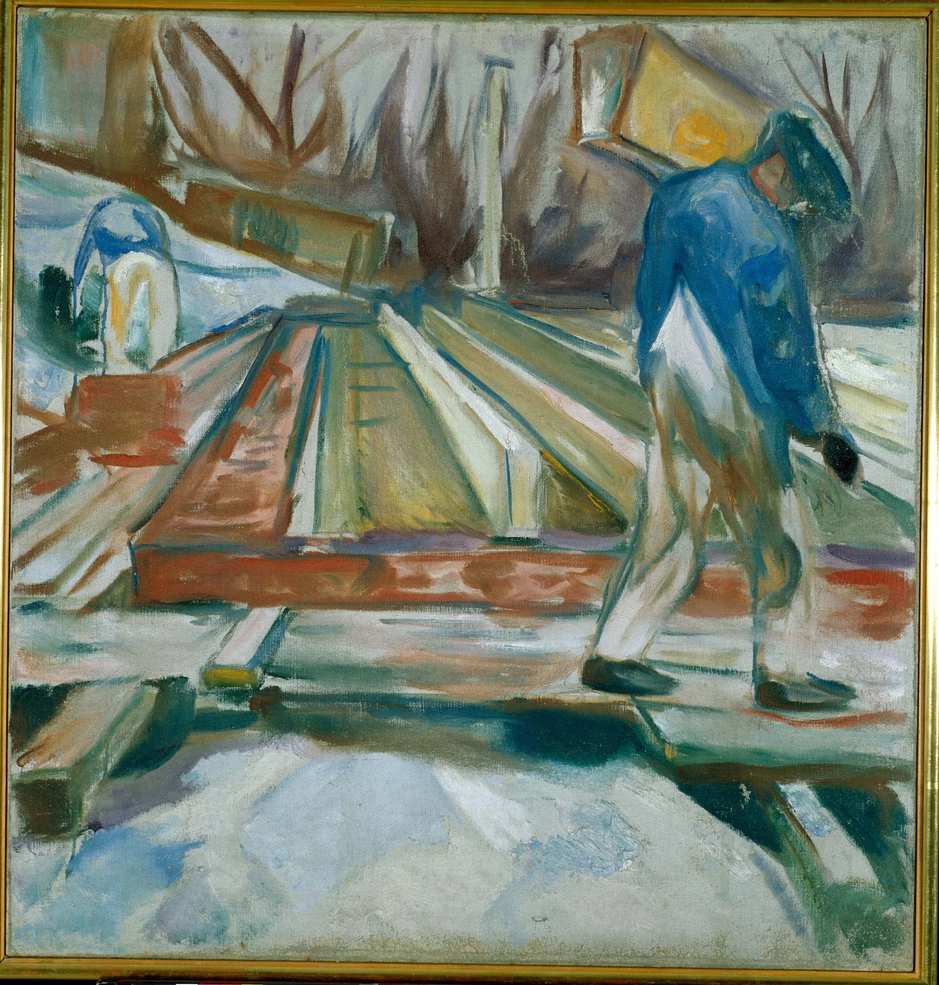 Hodman at Work on the Studio Building, by Edvard Munch, oil, 1920
