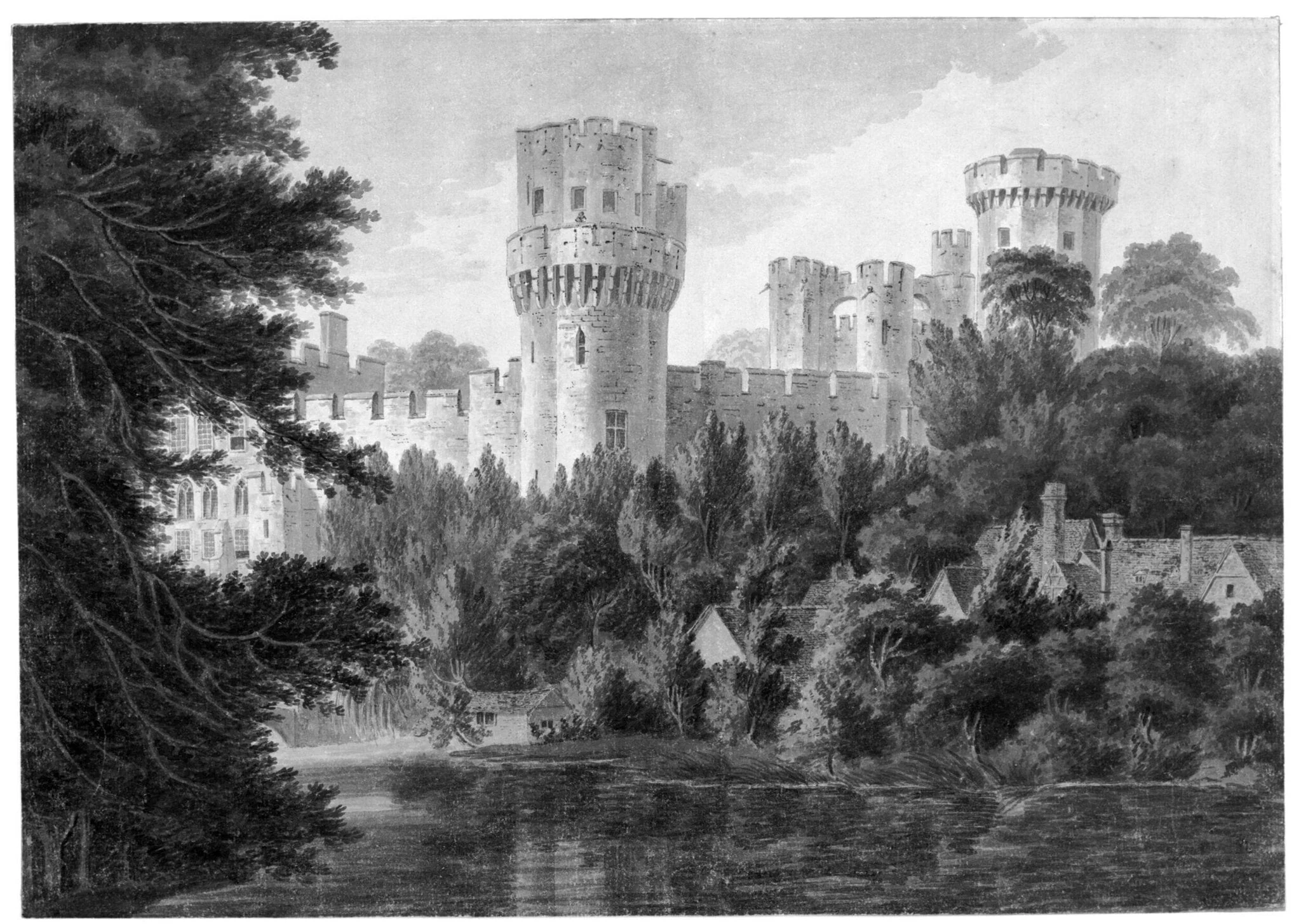 S.E View of Warwick Castle from the River