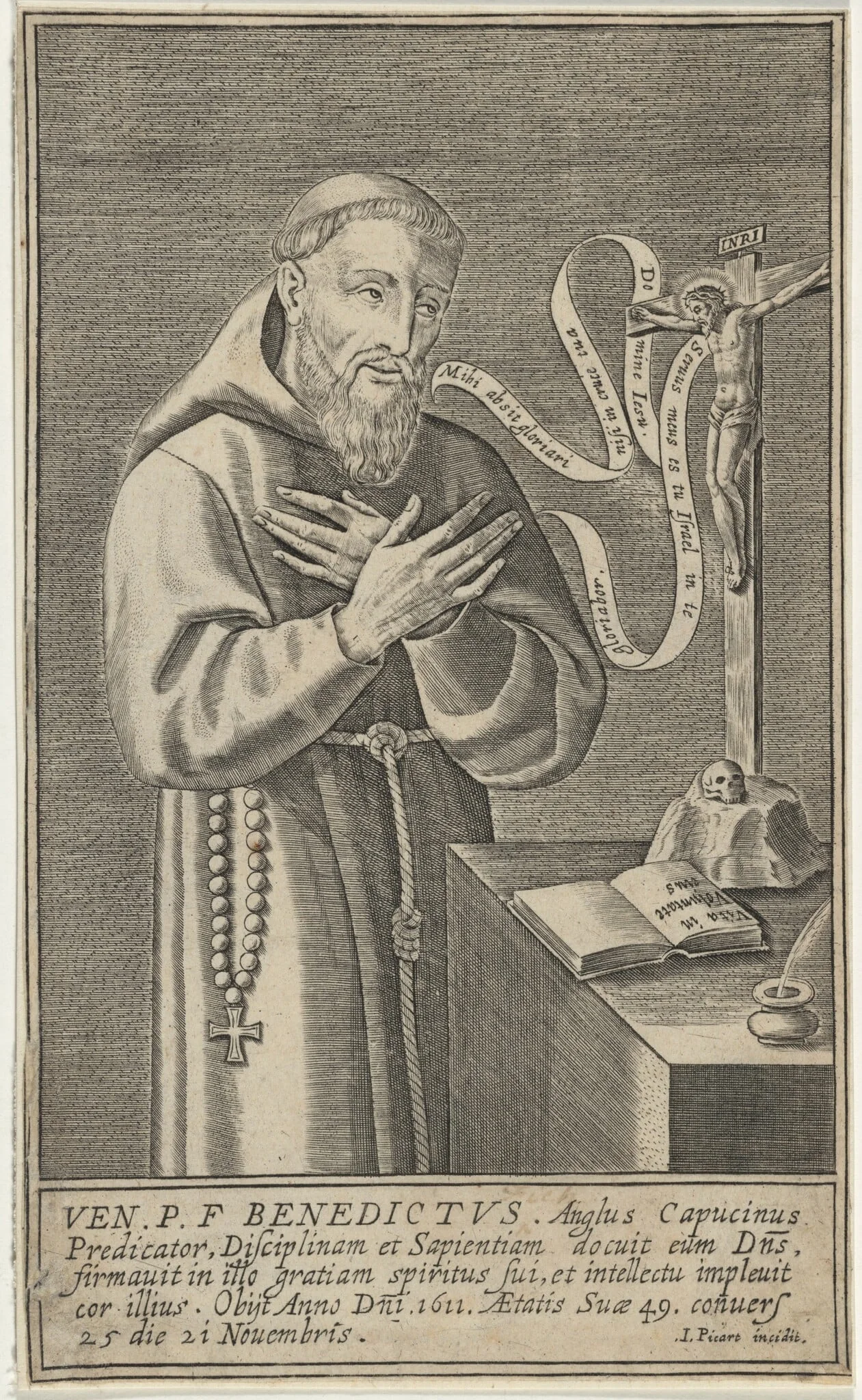 William Fich of Canfield, Essex, by Jacques I Picart, ink, 1623