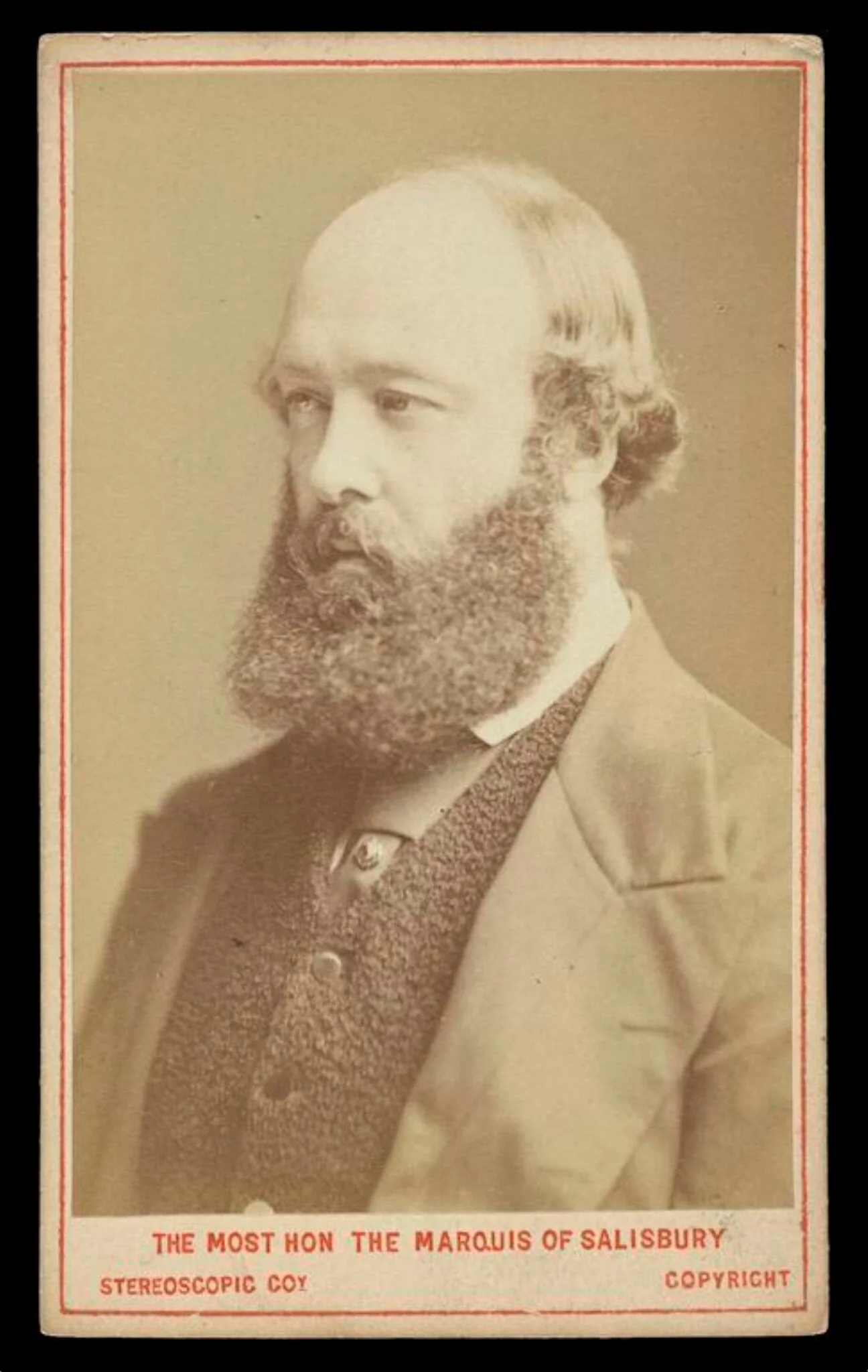 A portrait of 'The Most Hon the Marquis of Salisbury', by London Stereoscopic and Photographic Company, photographic, 1878