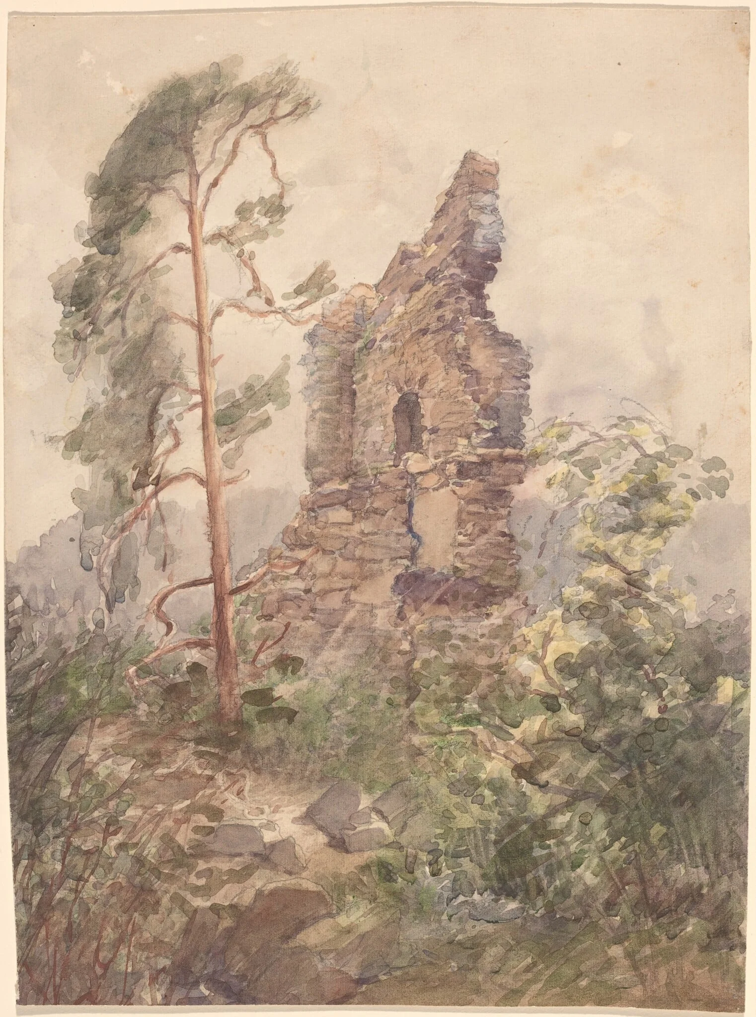 Landscape with Ruin, by Karel Vitezslav Masek, watercolor, 1901