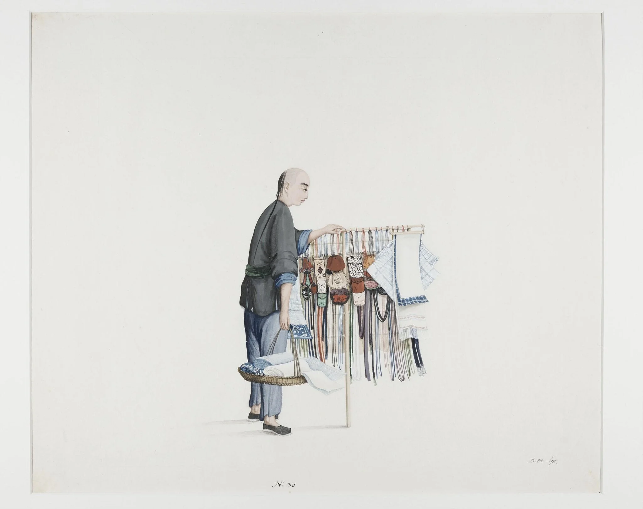 A Handkerchief Seller, by Puqua, paint, 1790