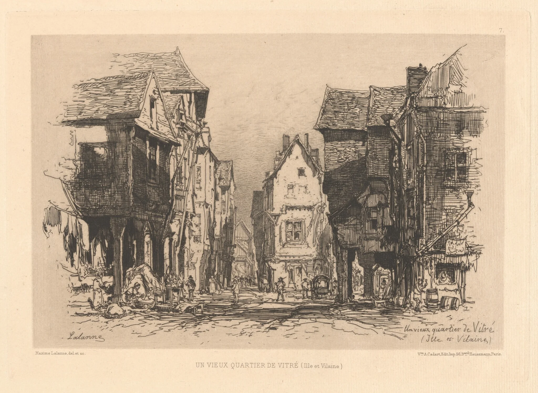 Un Vieux Quartier de Vitré (Ille-et-Vilaine), by Maxime Lalanne, ink, 1879
