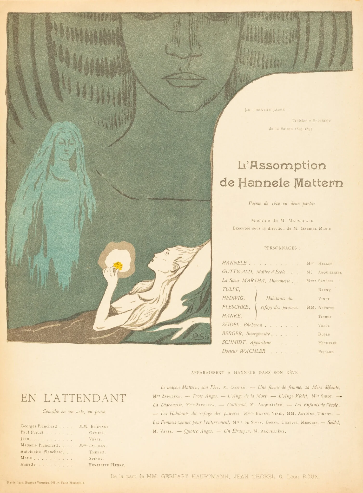 L'Assomption de Hannele Mattern; En l'attendant, by Paul Sérusier, ink, 1894