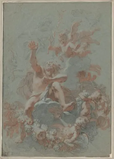 Design for a Ceiling: Aeolus Seated on Clouds Surrounded by Putti