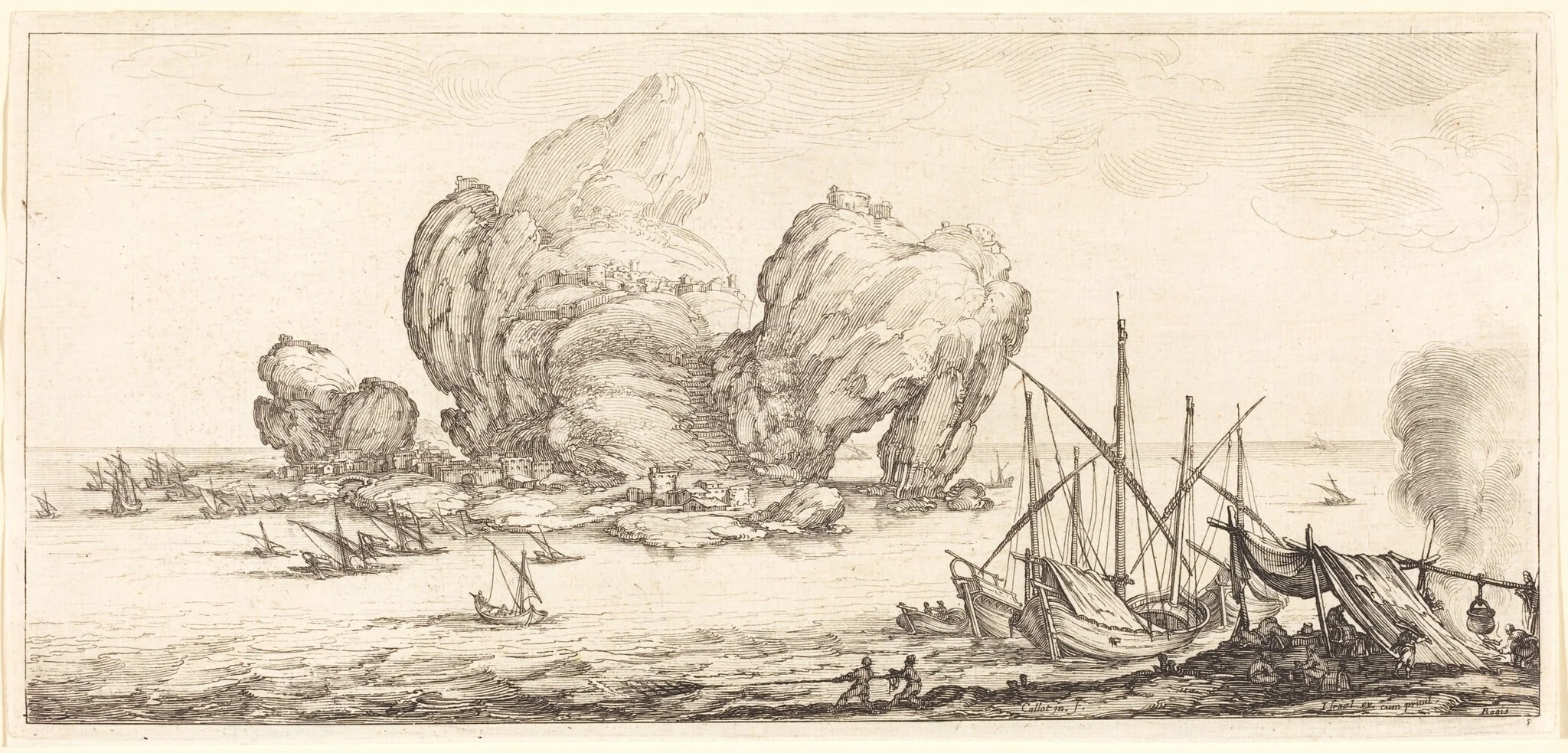 The Large Rock, by Jacques Callot, ink, 1630