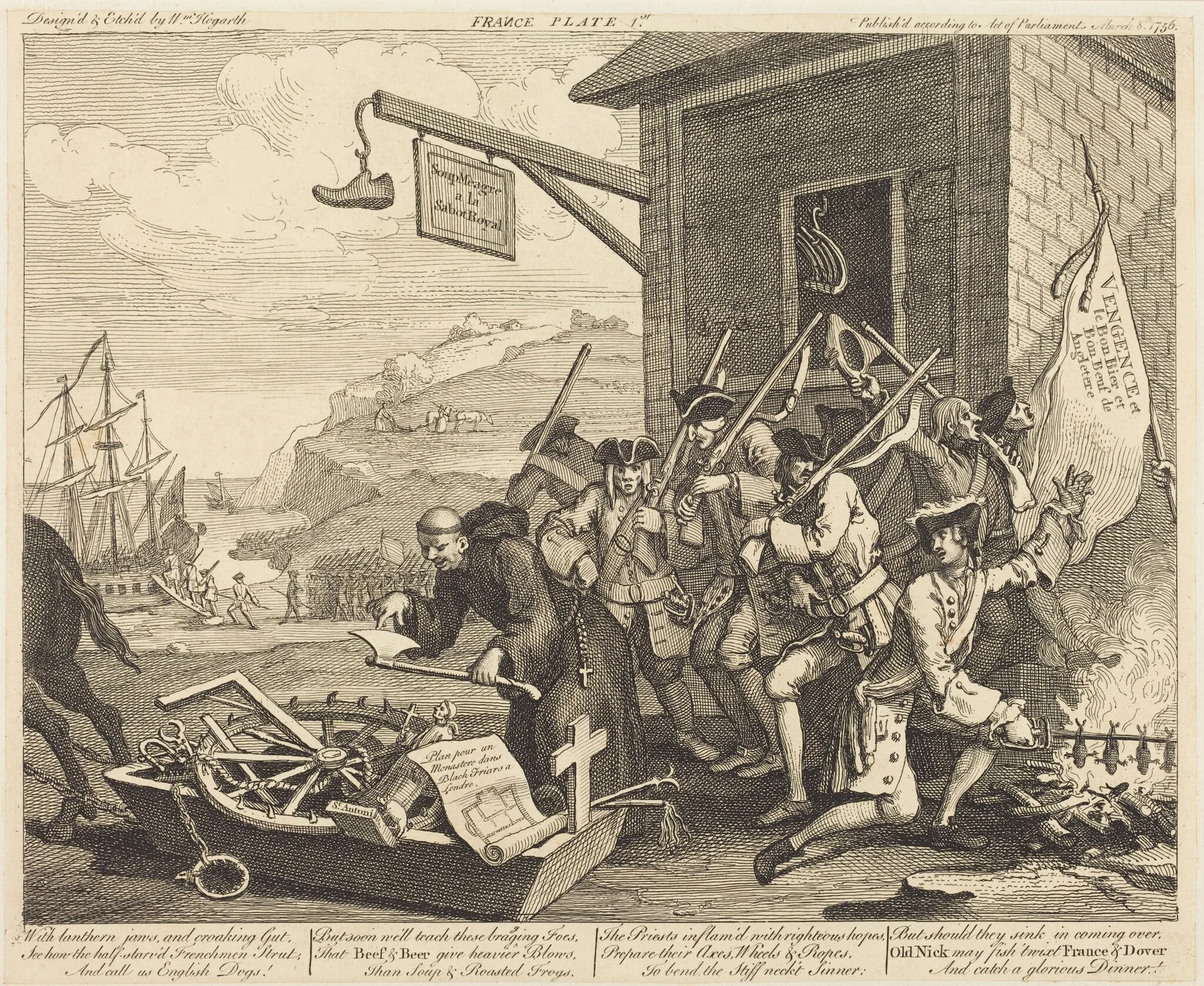 France, by William Hogarth, ink, 1756