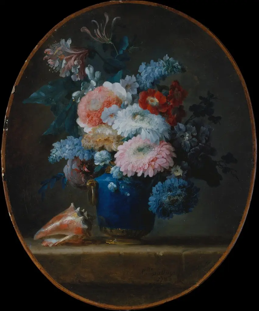 Vase of Flowers and Conch Shell