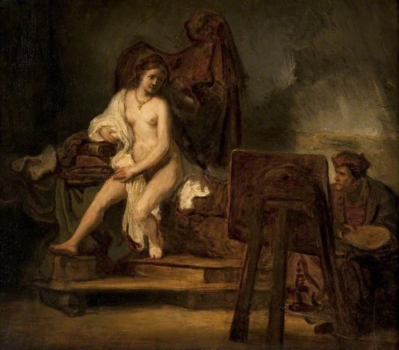Portrait of Rembrandt painting Hendrickje as his Model, by Unknown, oil, 1800
