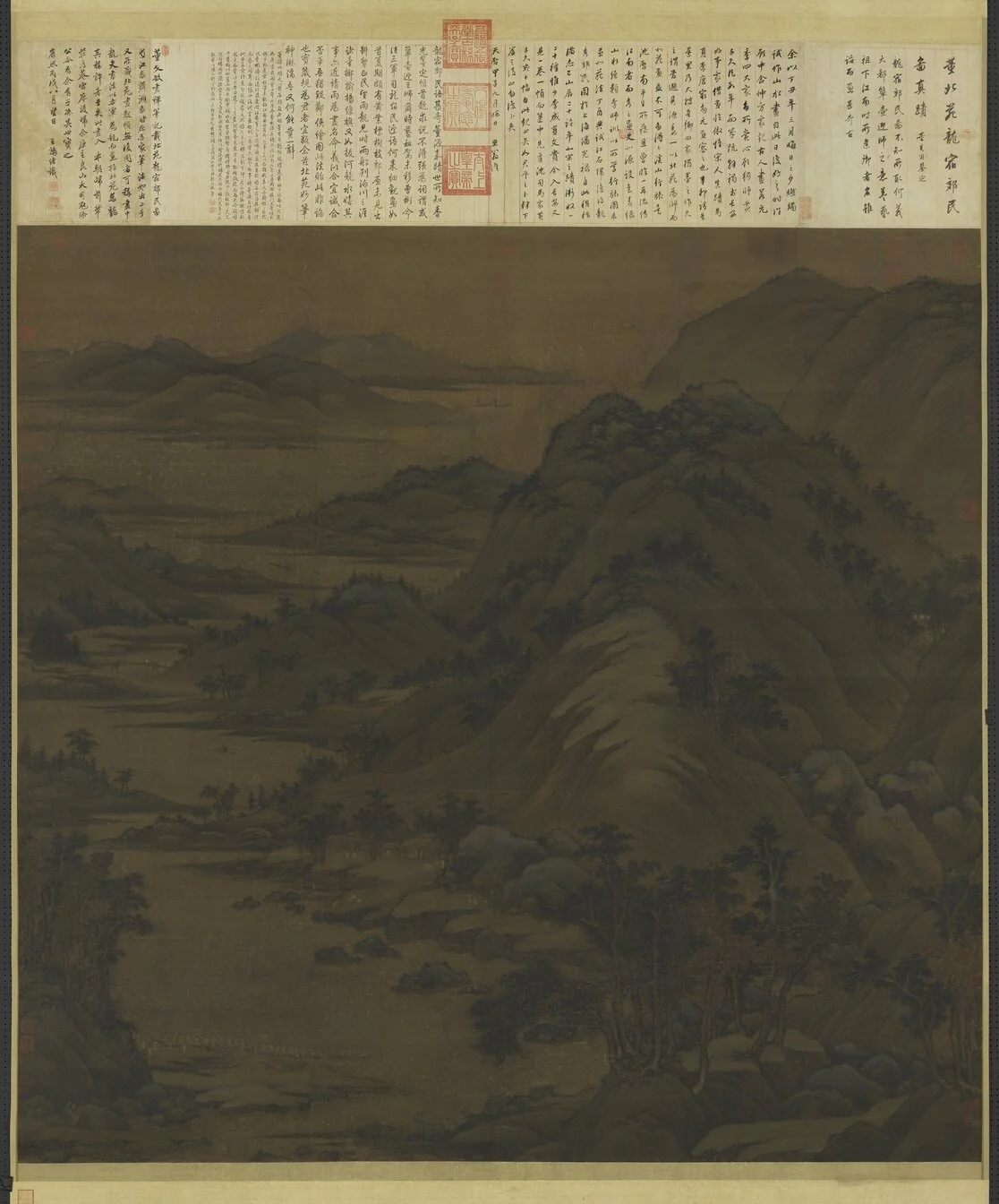五代南唐董源龍宿郊民圖　軸, by Dong Yuan, unspecified, 958